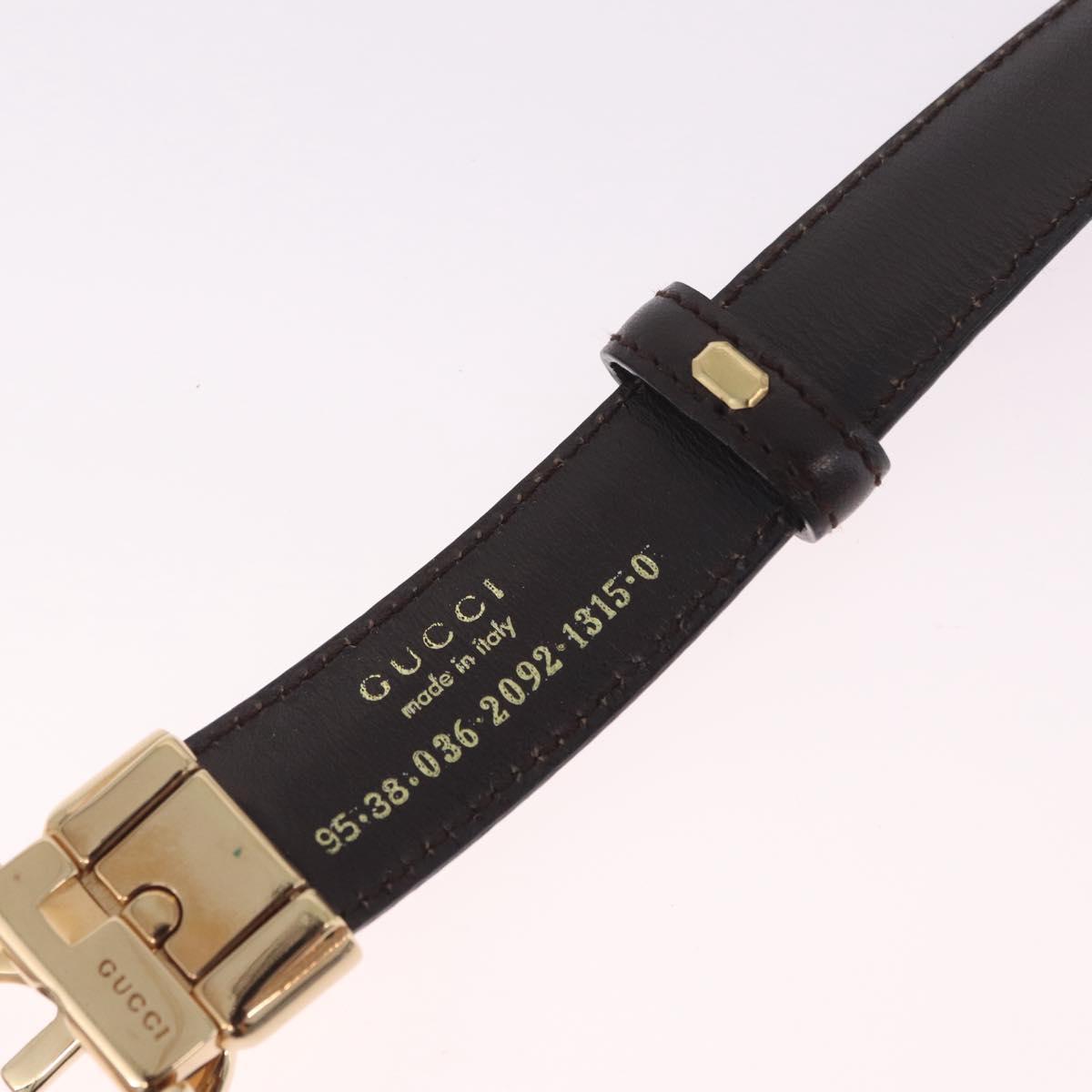 GUCCI Belt Leather 44.1"" Black Gold Auth 205723
