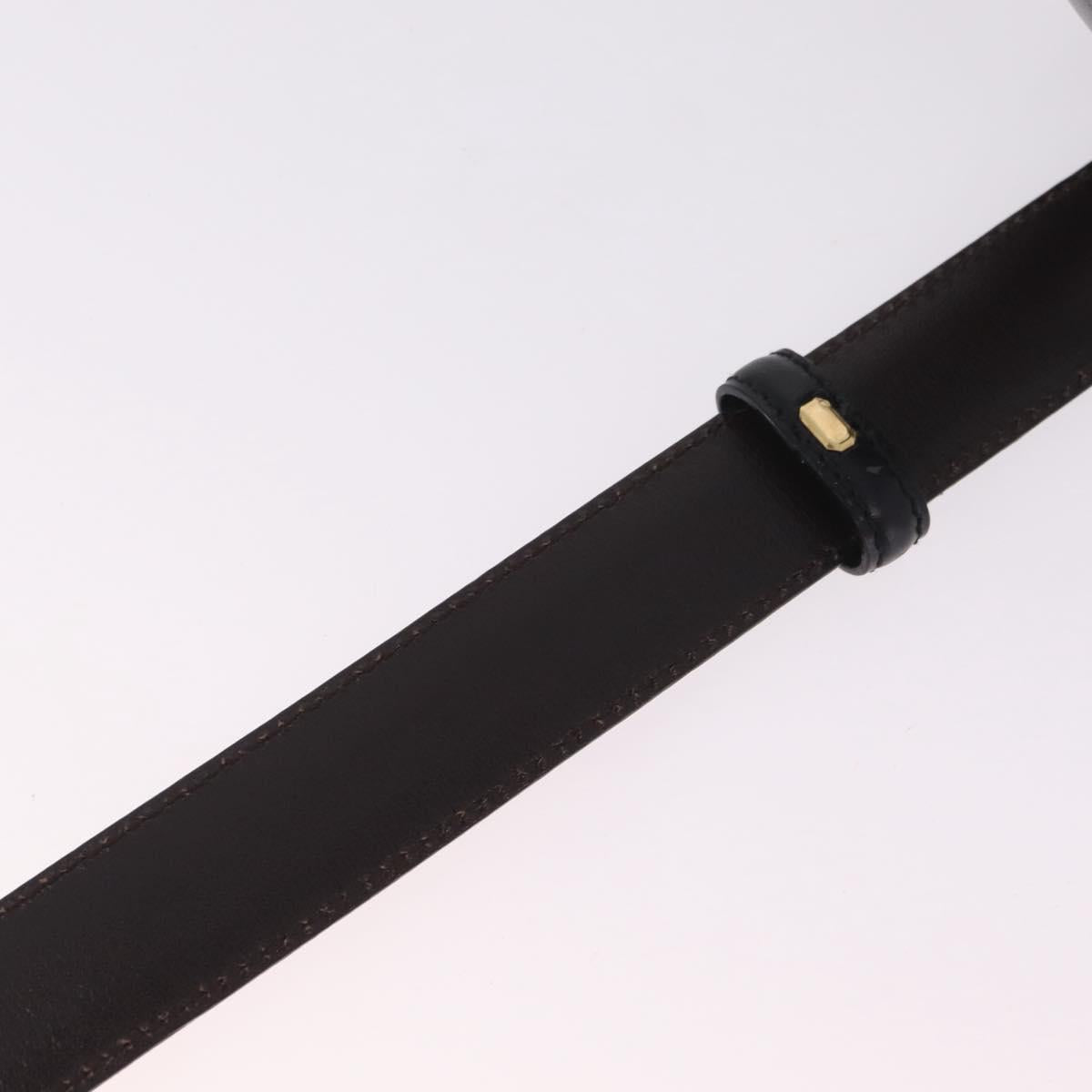 GUCCI Belt Leather 44.1"" Black Gold Auth 205723