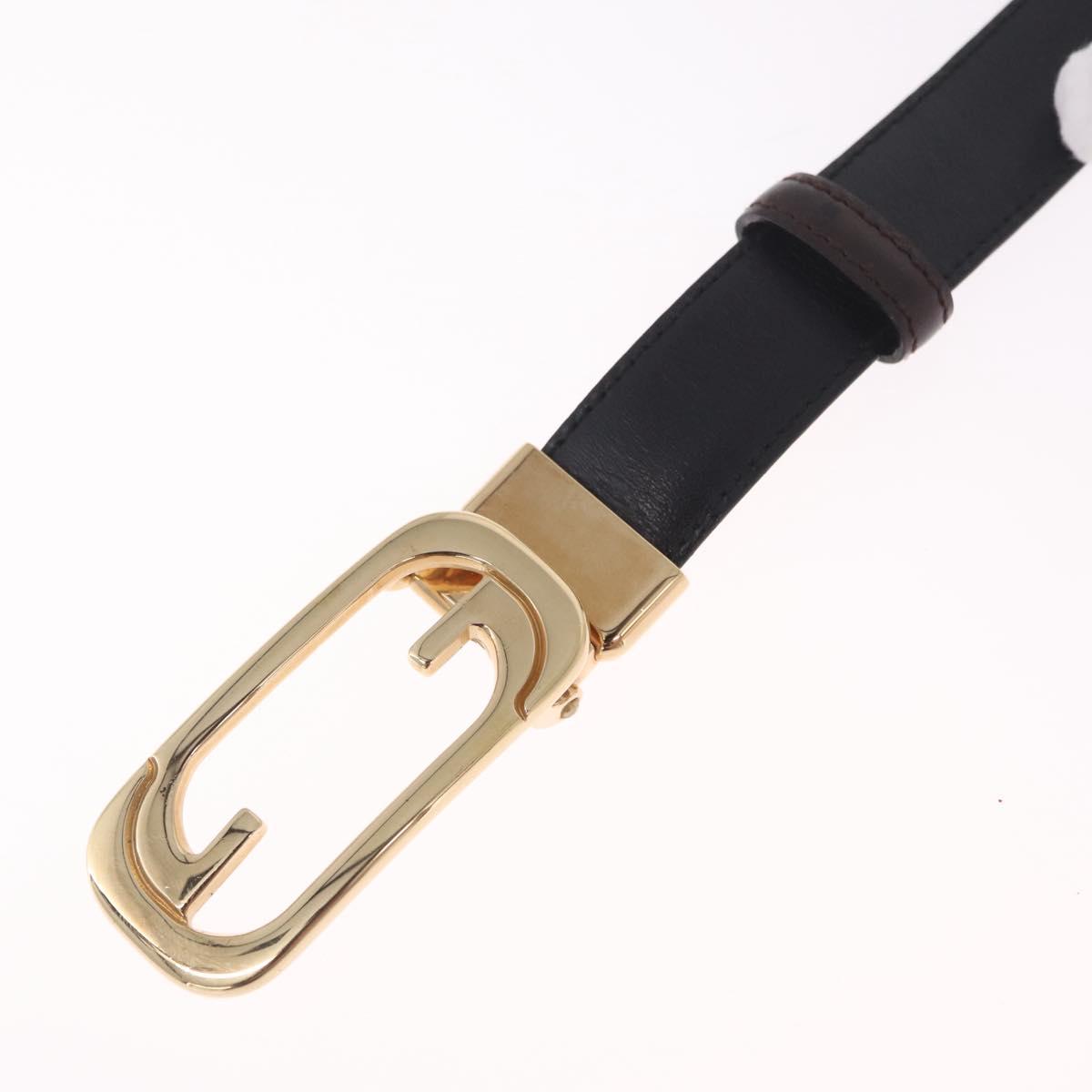 GUCCI Belt Leather 44.1"" Black Gold Auth 205723