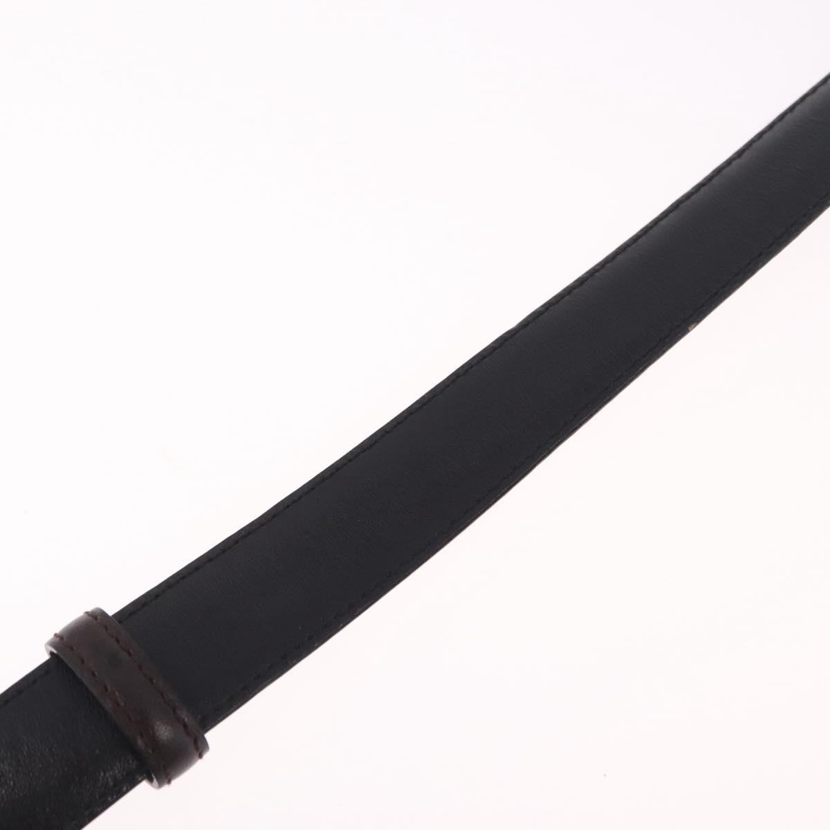 GUCCI Belt Leather 44.1"" Black Gold Auth 205723
