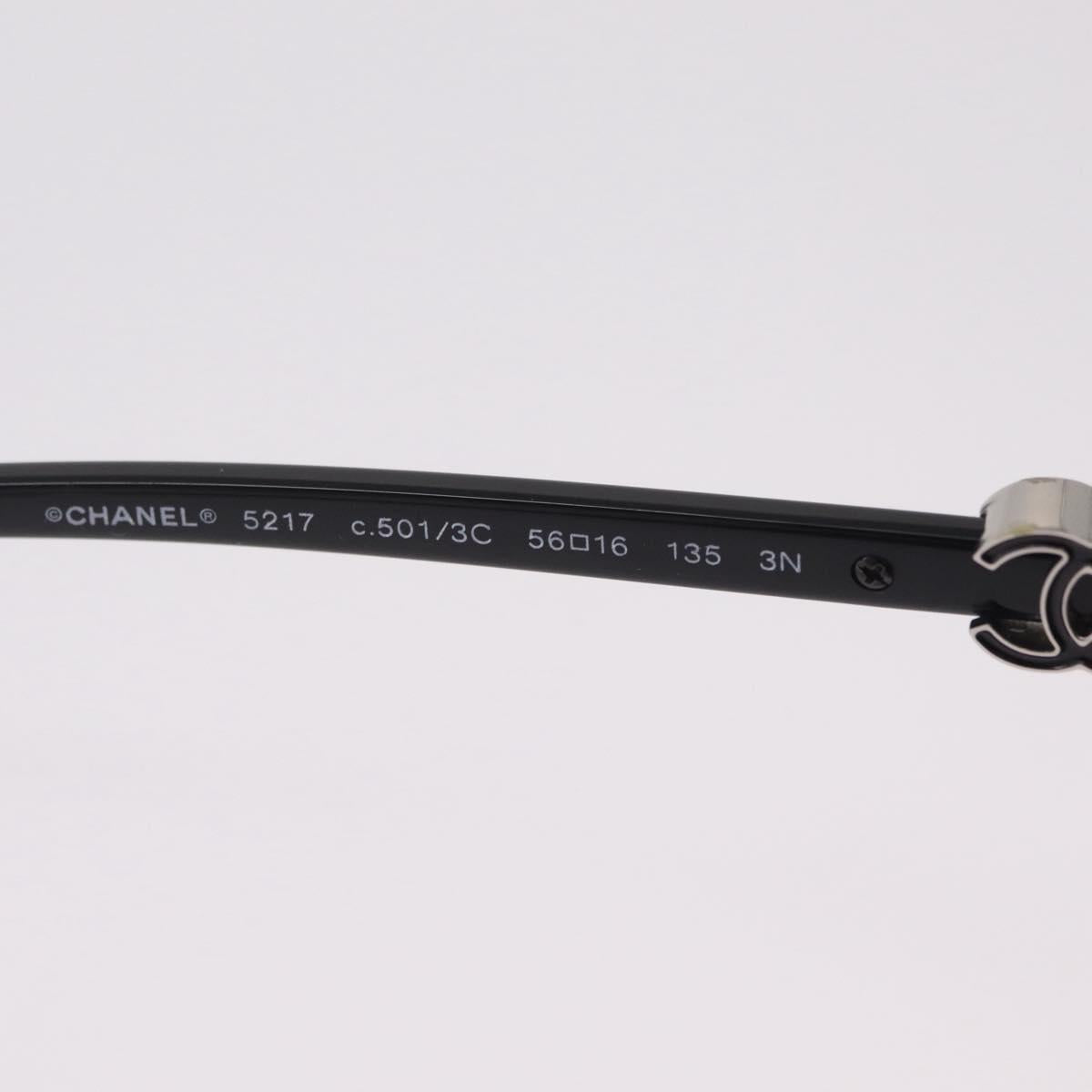 CHANEL Sunglasses plastic Black Silver CC Auth 205725M