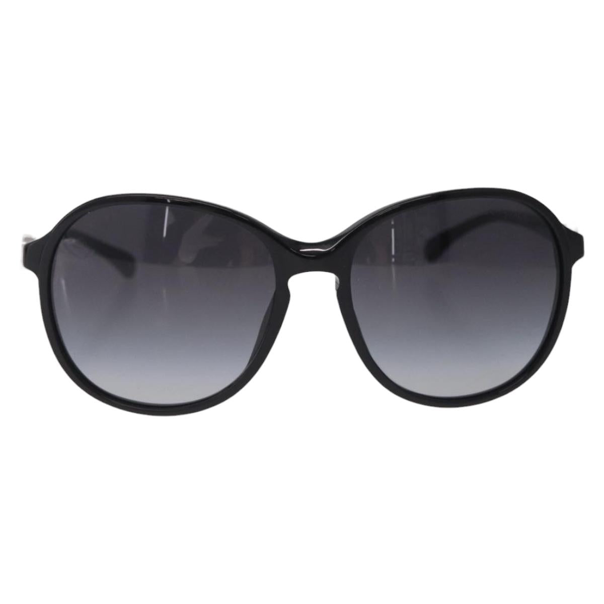 CHANEL Sunglasses plastic Black Silver CC Auth 205725M