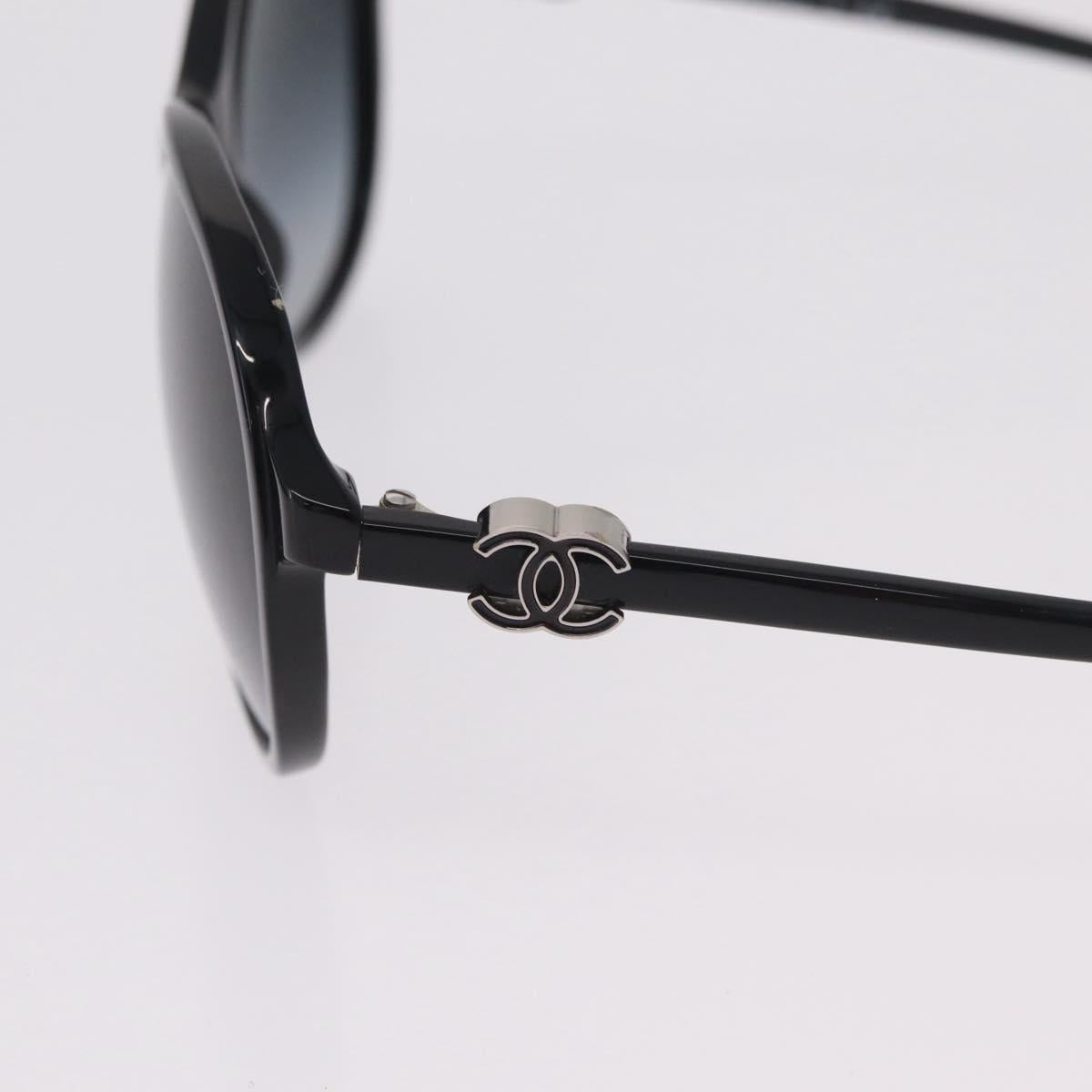 CHANEL Sunglasses plastic Black Silver CC Auth 205725M