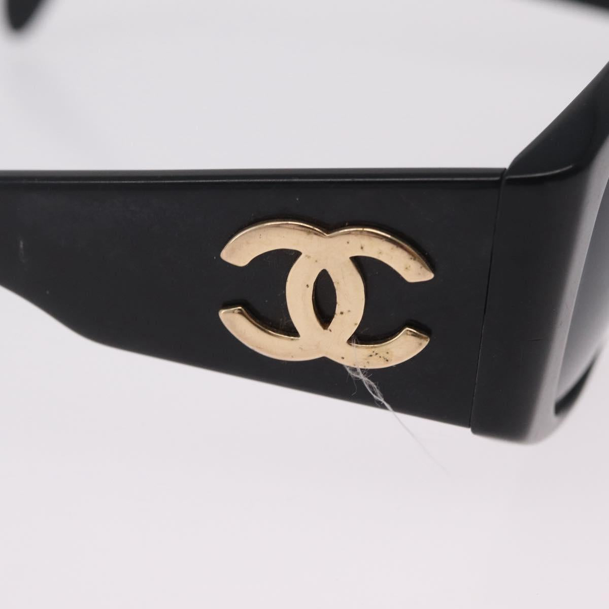 CHANEL Sunglasses plastic Black Gold CC Auth 205726