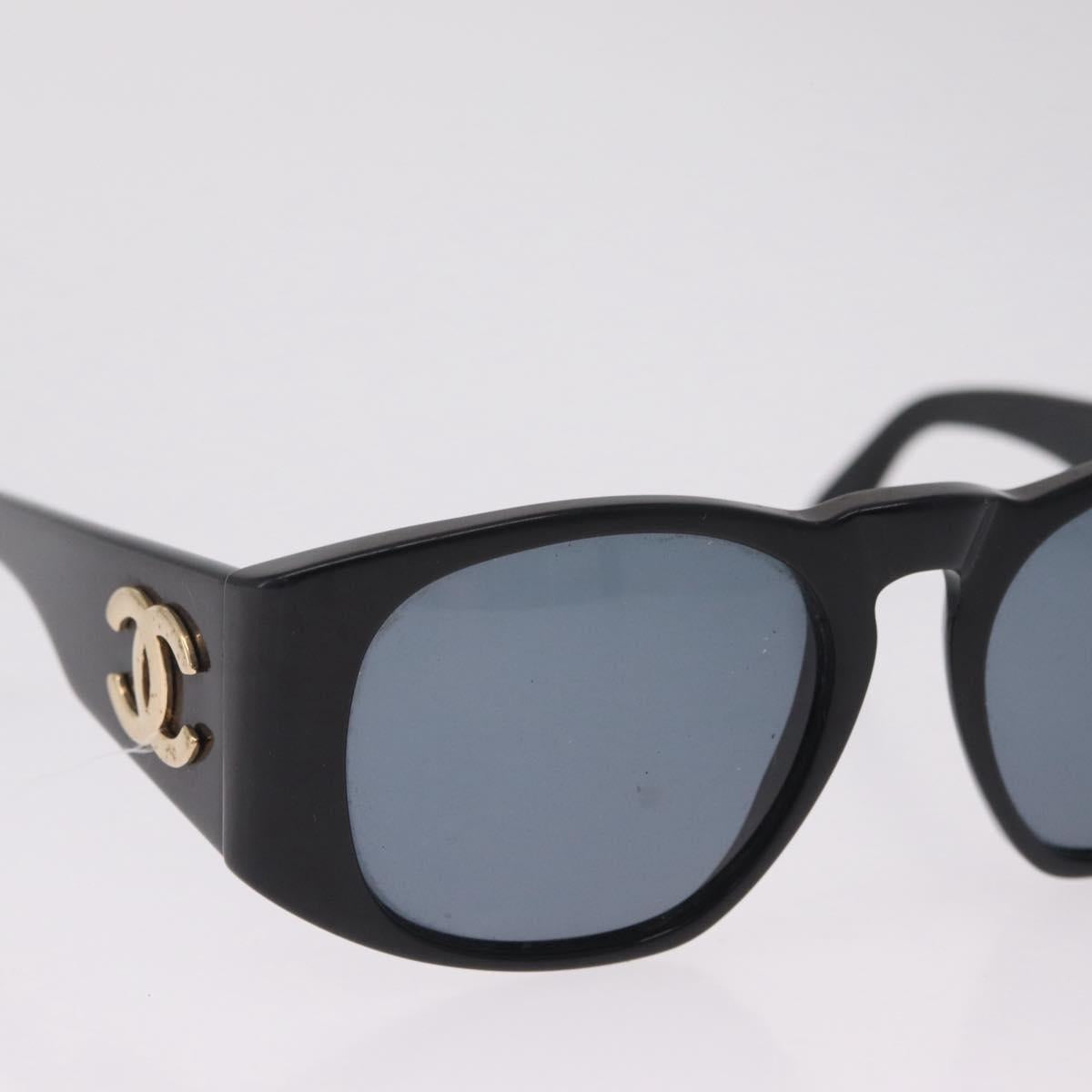 CHANEL Sunglasses plastic Black Gold CC Auth 205726