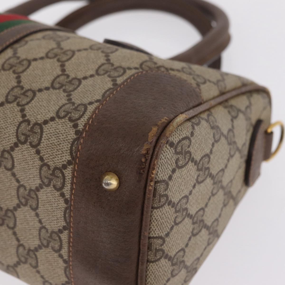 GUCCI GG Supreme Web Sherry Line Hand Bag PVC Beige Gold 002 39 0069 Auth 205731