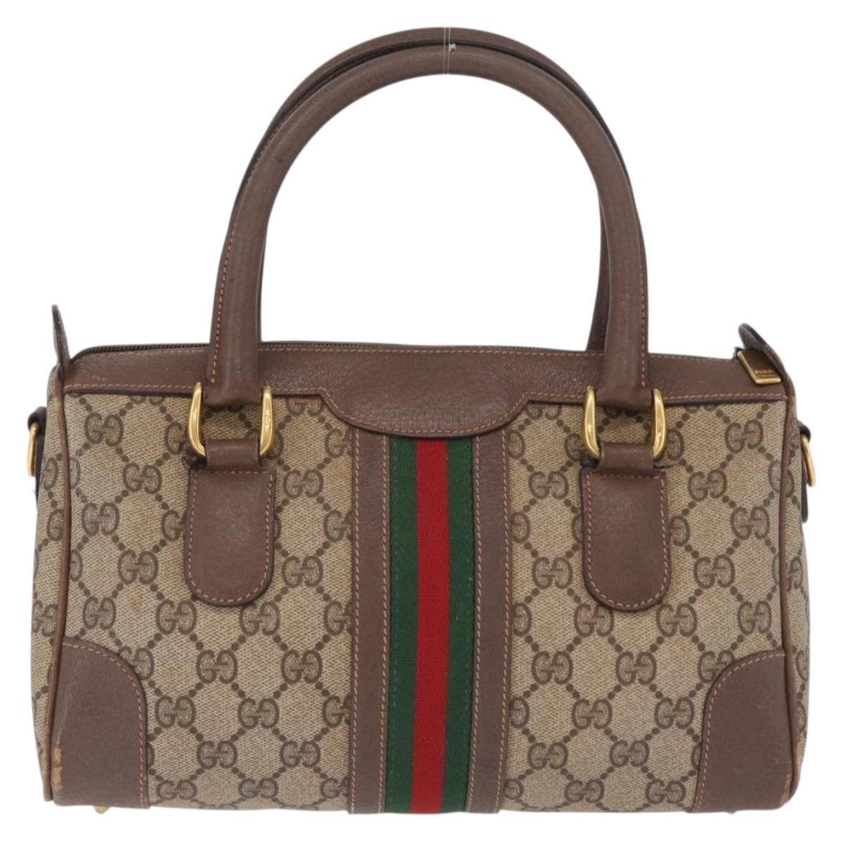 GUCCI GG Supreme Web Sherry Line Hand Bag PVC Beige Gold 002 39 0069 Auth 205731
