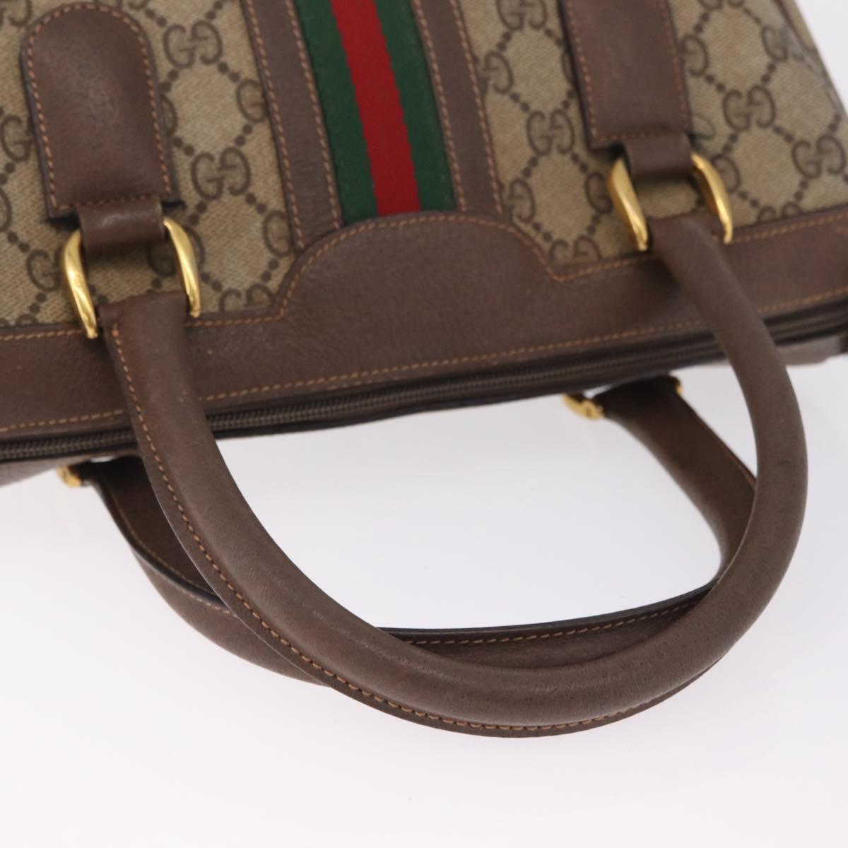 GUCCI GG Supreme Web Sherry Line Hand Bag PVC Beige Gold 002 39 0069 Auth 205731