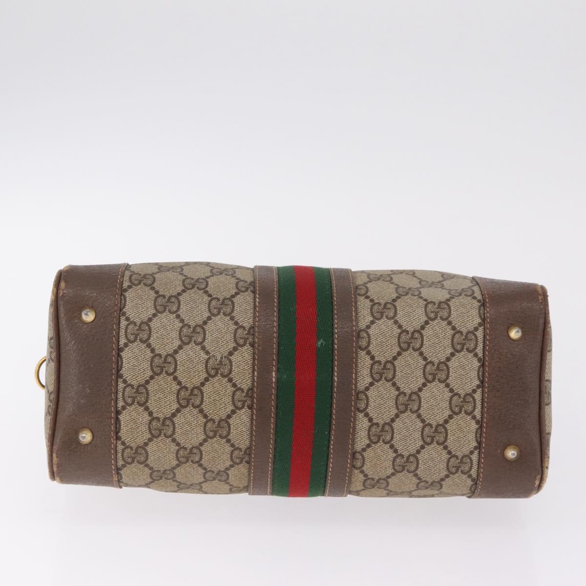 GUCCI GG Supreme Web Sherry Line Hand Bag PVC Beige Gold 002 39 0069 Auth 205731