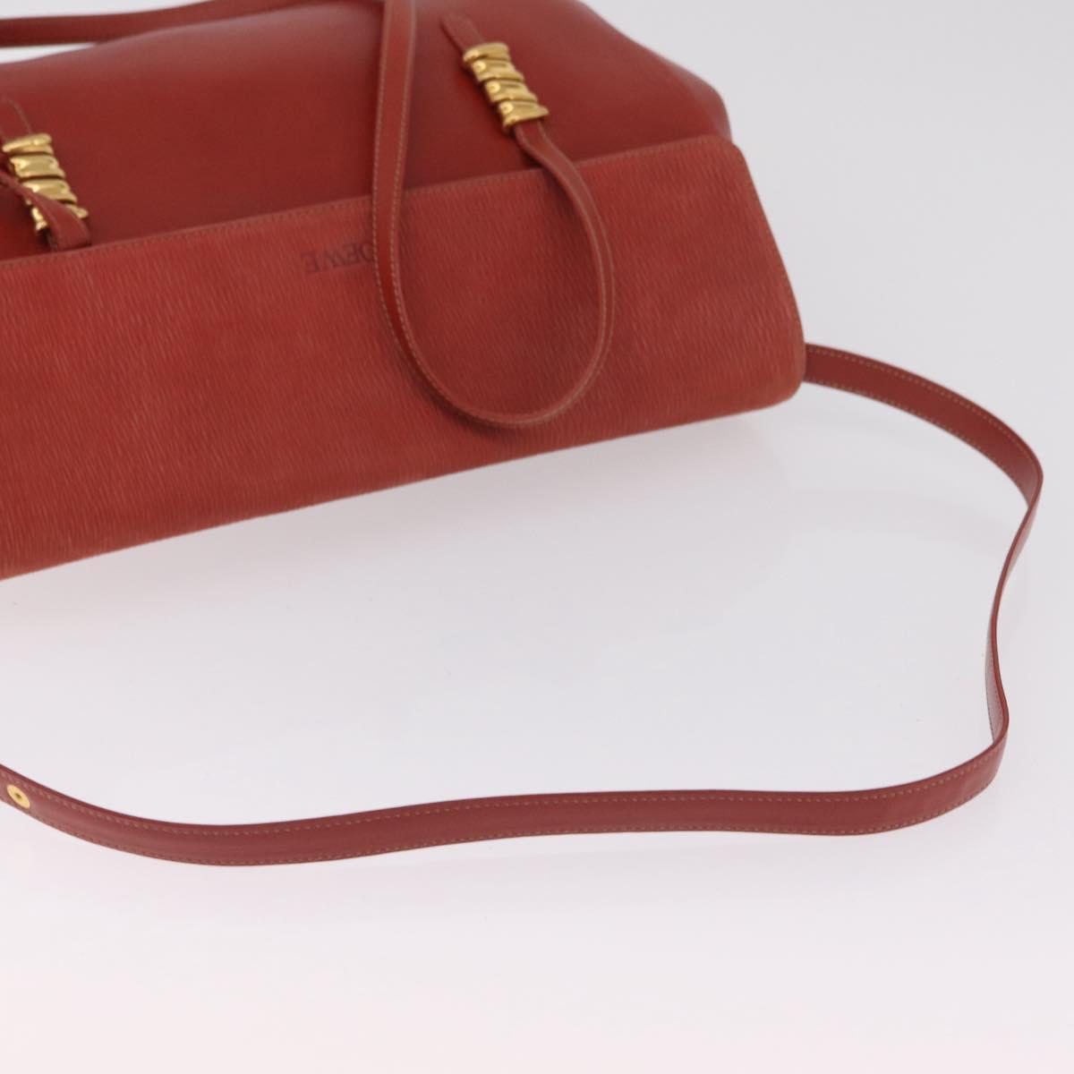 LOEWE Velazquez Tote Bag Leather 2way Red Gold Tone Auth 205801A