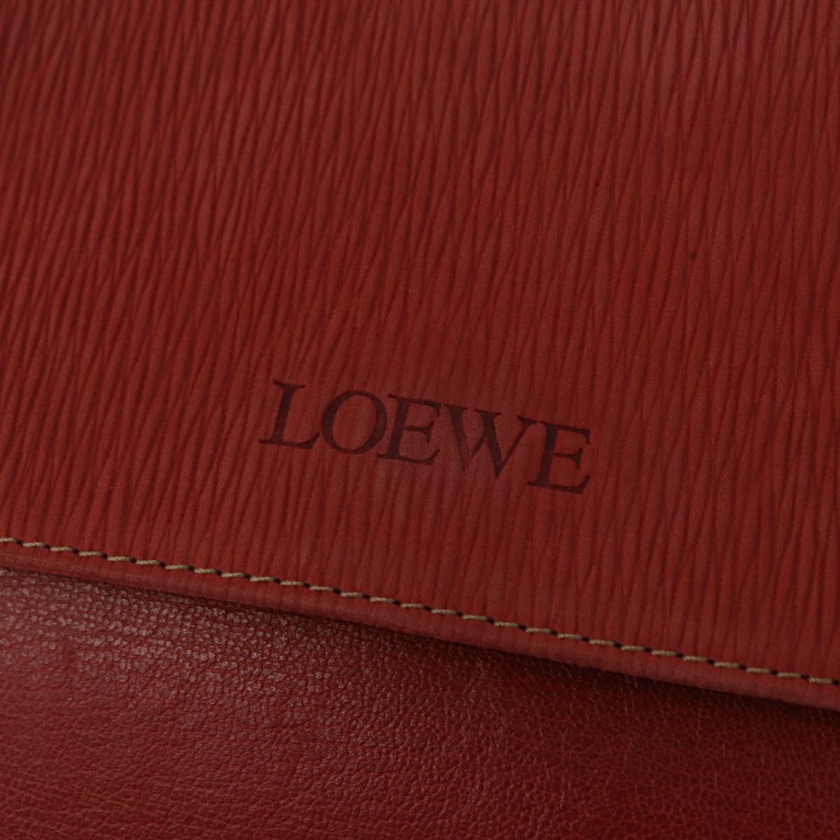 LOEWE Velazquez Tote Bag Leather 2way Red Gold Tone Auth 205801A