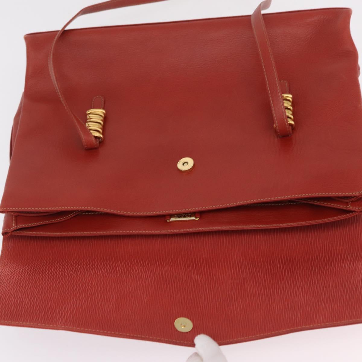 LOEWE Velazquez Tote Bag Leather 2way Red Gold Tone Auth 205801A