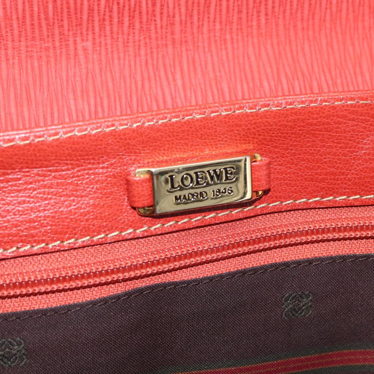 LOEWE Velazquez Tote Bag Leather 2way Red Gold Tone Auth 205801A
