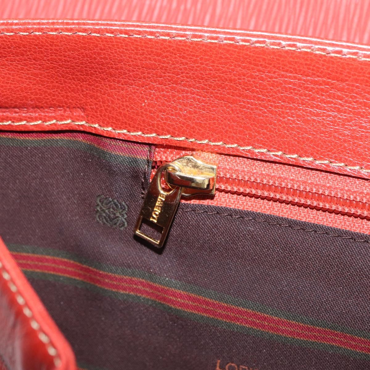 LOEWE Velazquez Tote Bag Leather 2way Red Gold Tone Auth 205801A