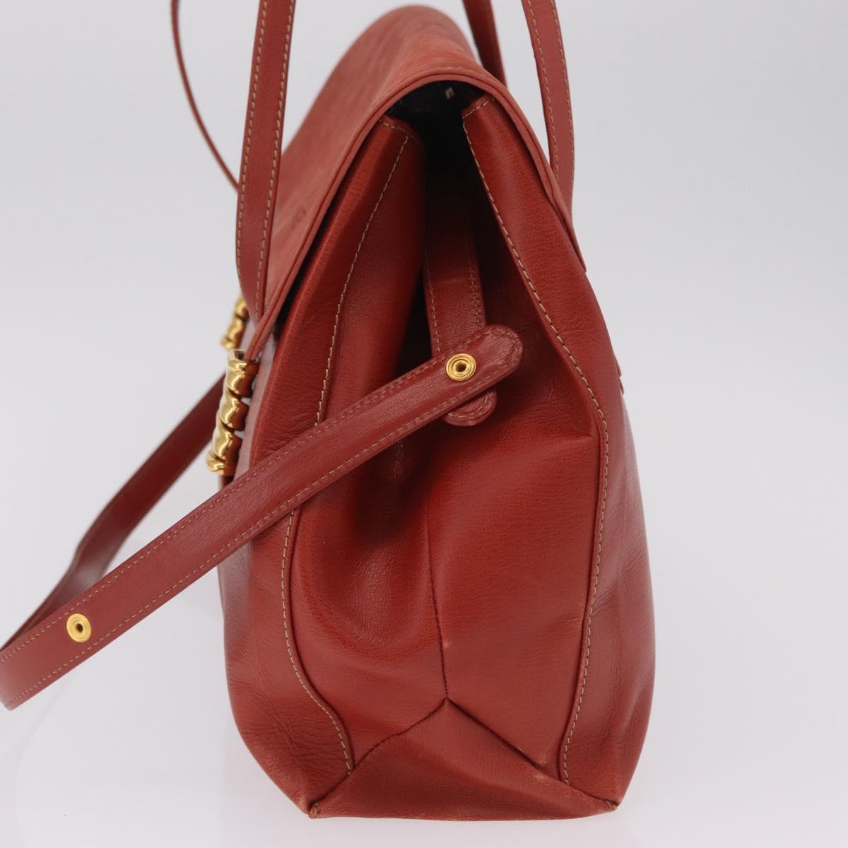 LOEWE Velazquez Tote Bag Leather 2way Red Gold Tone Auth 205801A
