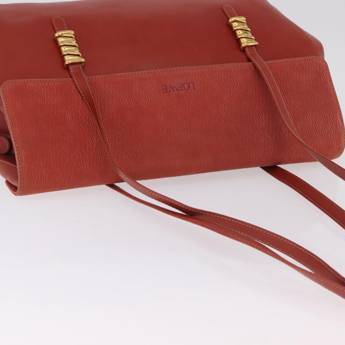 LOEWE Velazquez Tote Bag Leather 2way Red Gold Tone Auth 205801A