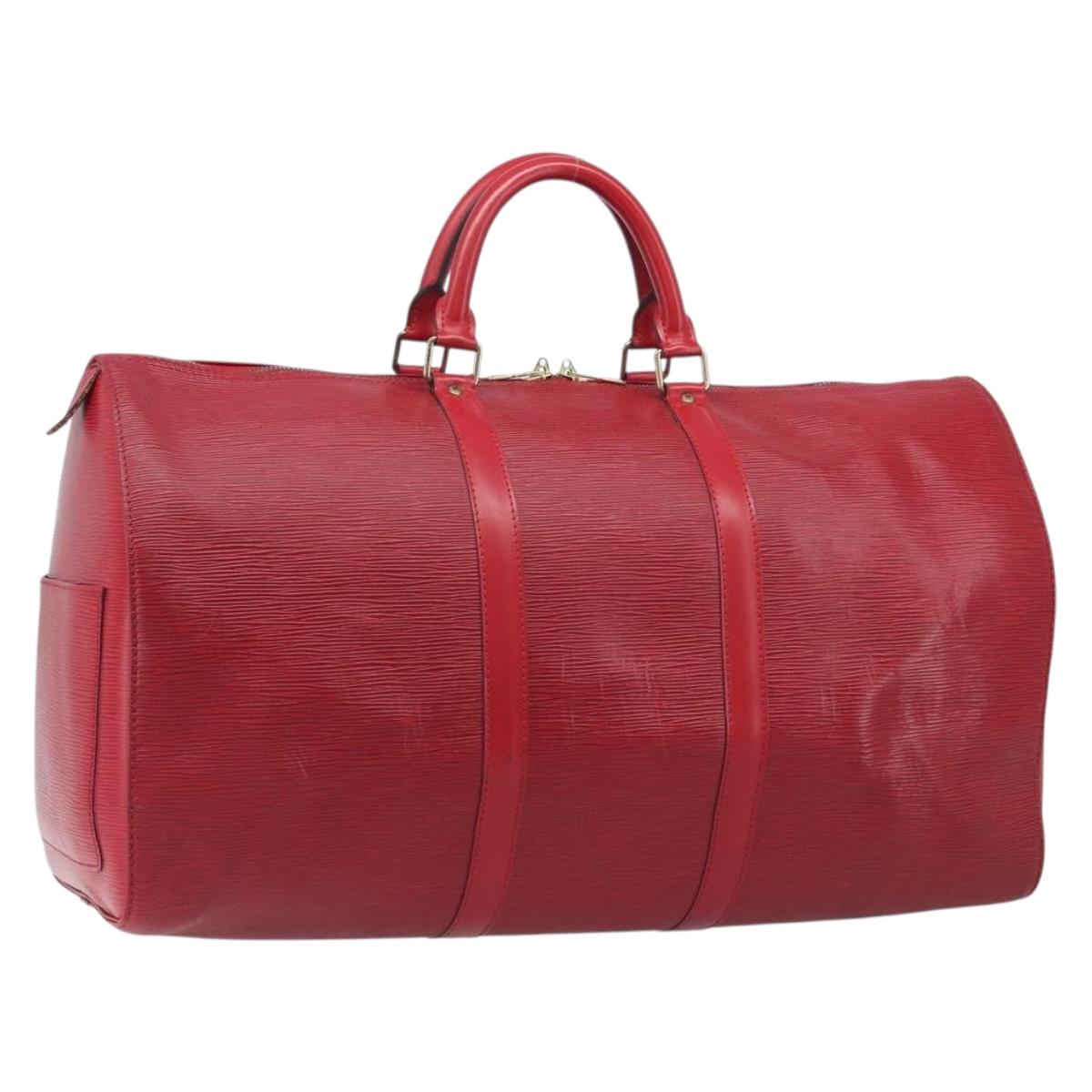 LOUIS VUITTON Epi Keepall 50 Boston Bag Red M42967 LV Auth 205802A