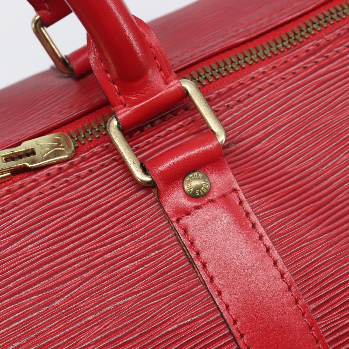 LOUIS VUITTON Epi Keepall 50 Boston Bag Red M42967 LV Auth 205802A