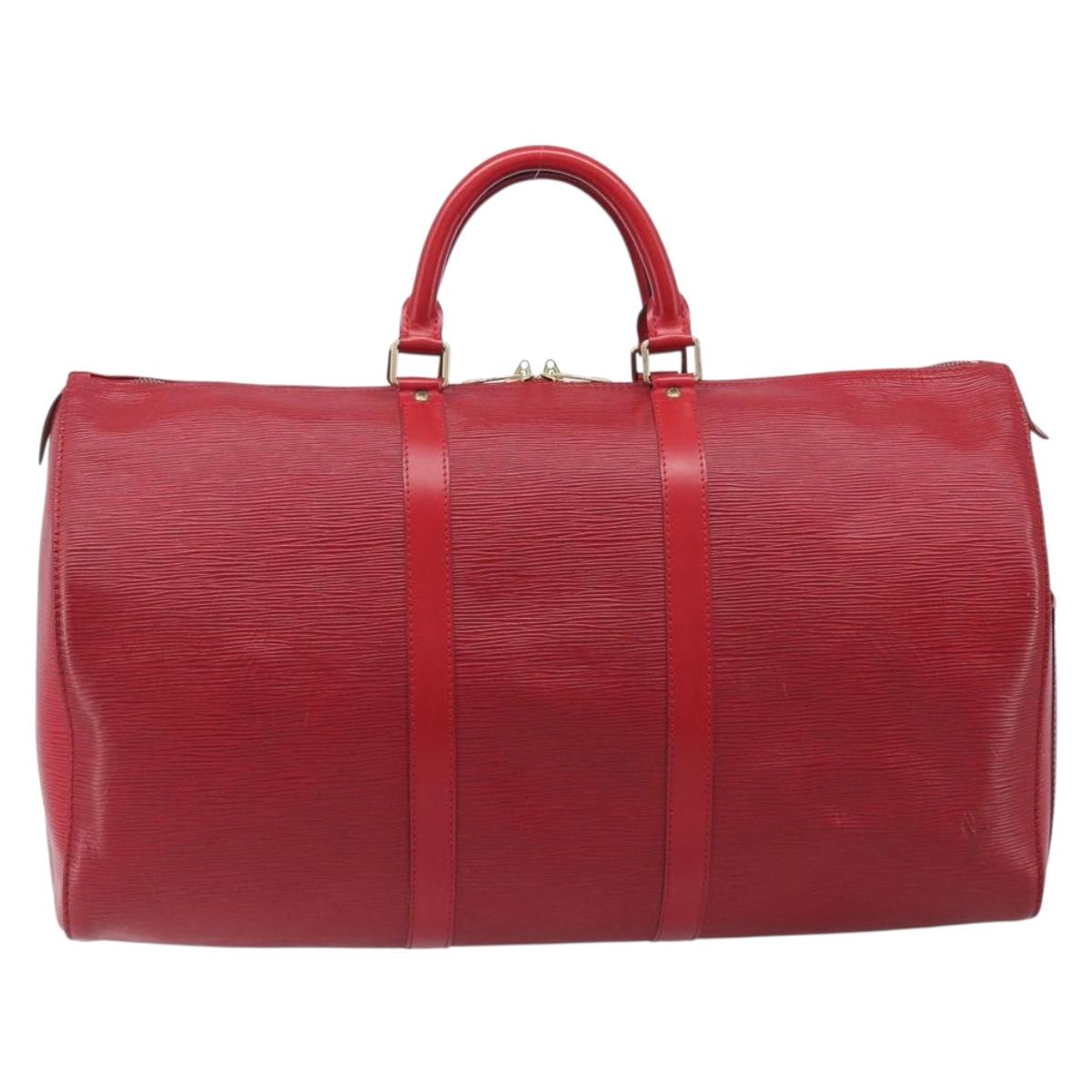 LOUIS VUITTON Epi Keepall 50 Boston Bag Red M42967 LV Auth 205802A