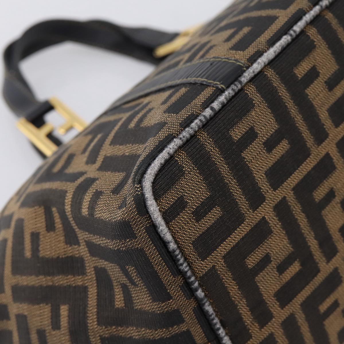 FENDI Zucca Canvas Hand Bag Brown Gold Tone Auth 205803