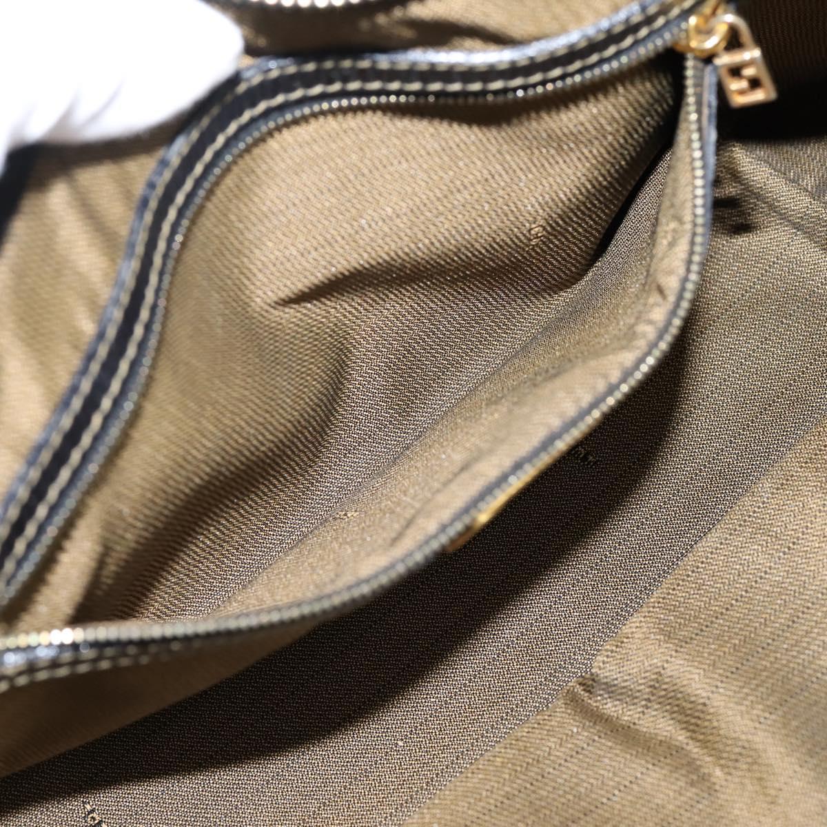 FENDI Zucca Canvas Hand Bag Brown Gold Tone Auth 205803