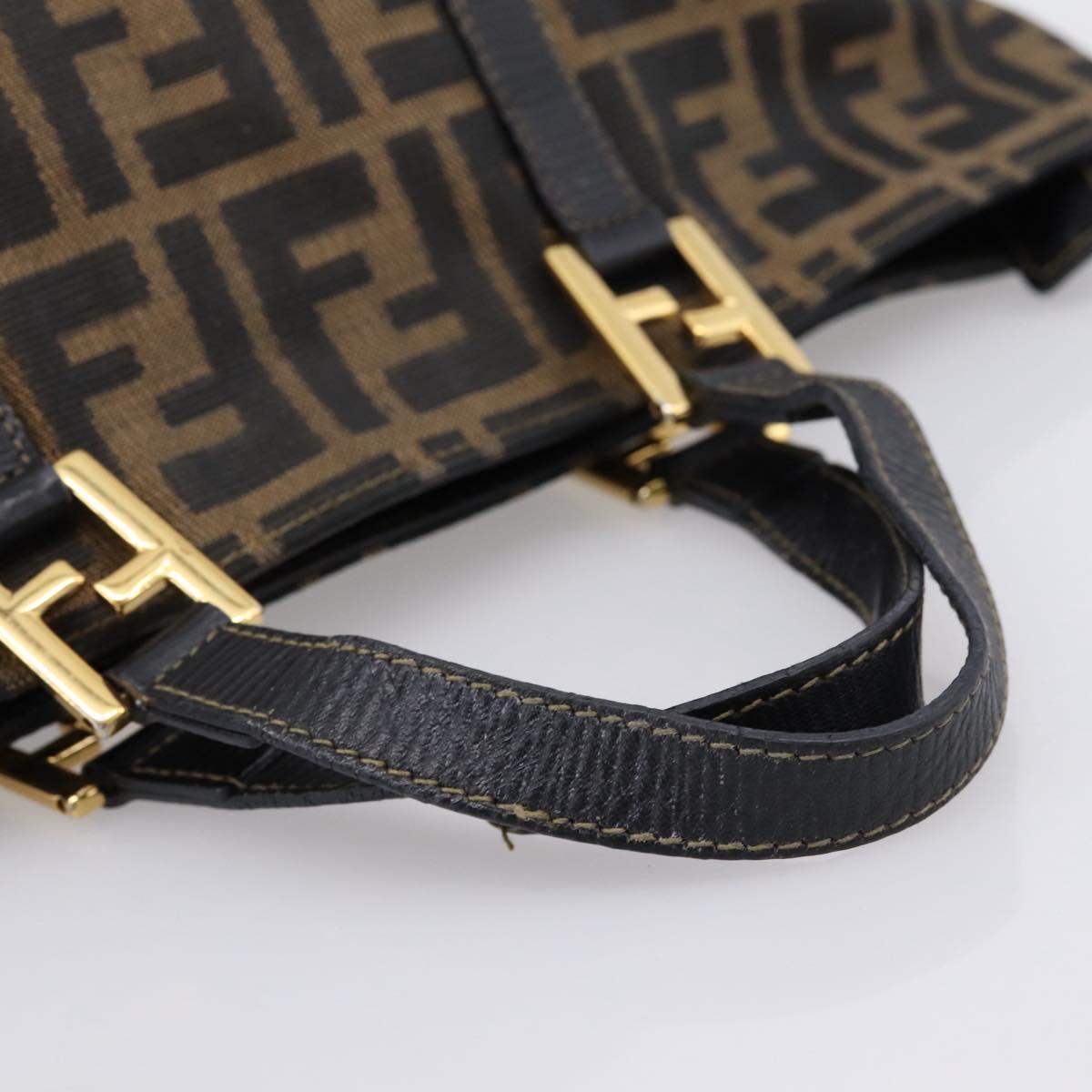 FENDI Zucca Canvas Hand Bag Brown Gold Tone Auth 205803