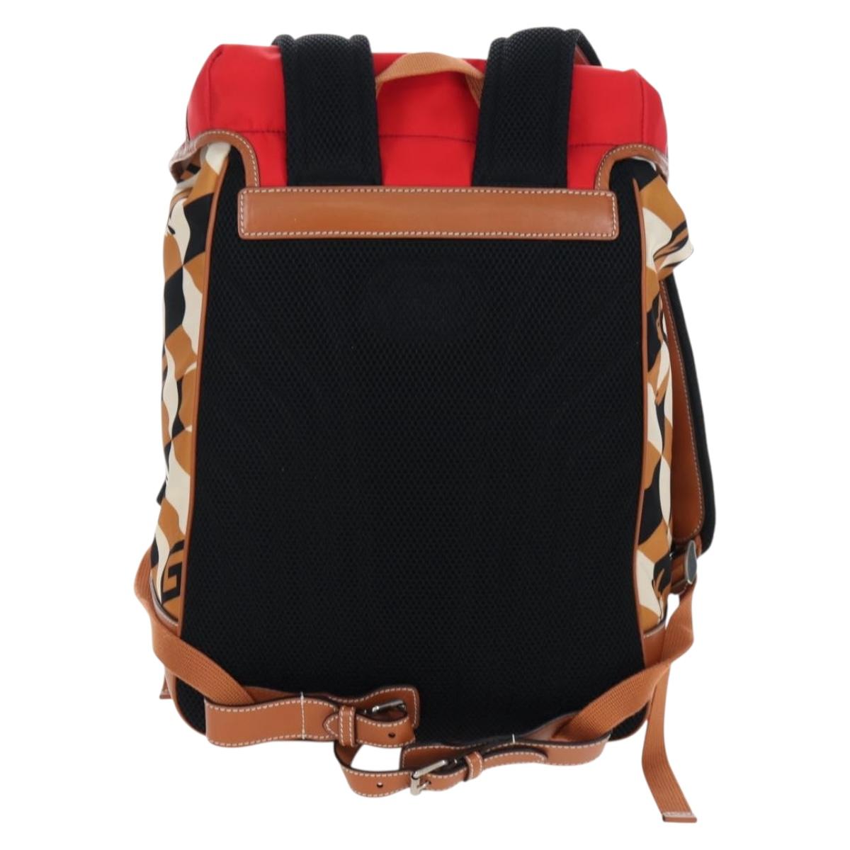GUCCI Interlocking G Medium Backpack Nylon Brown Silver 696013 Auth 205808A