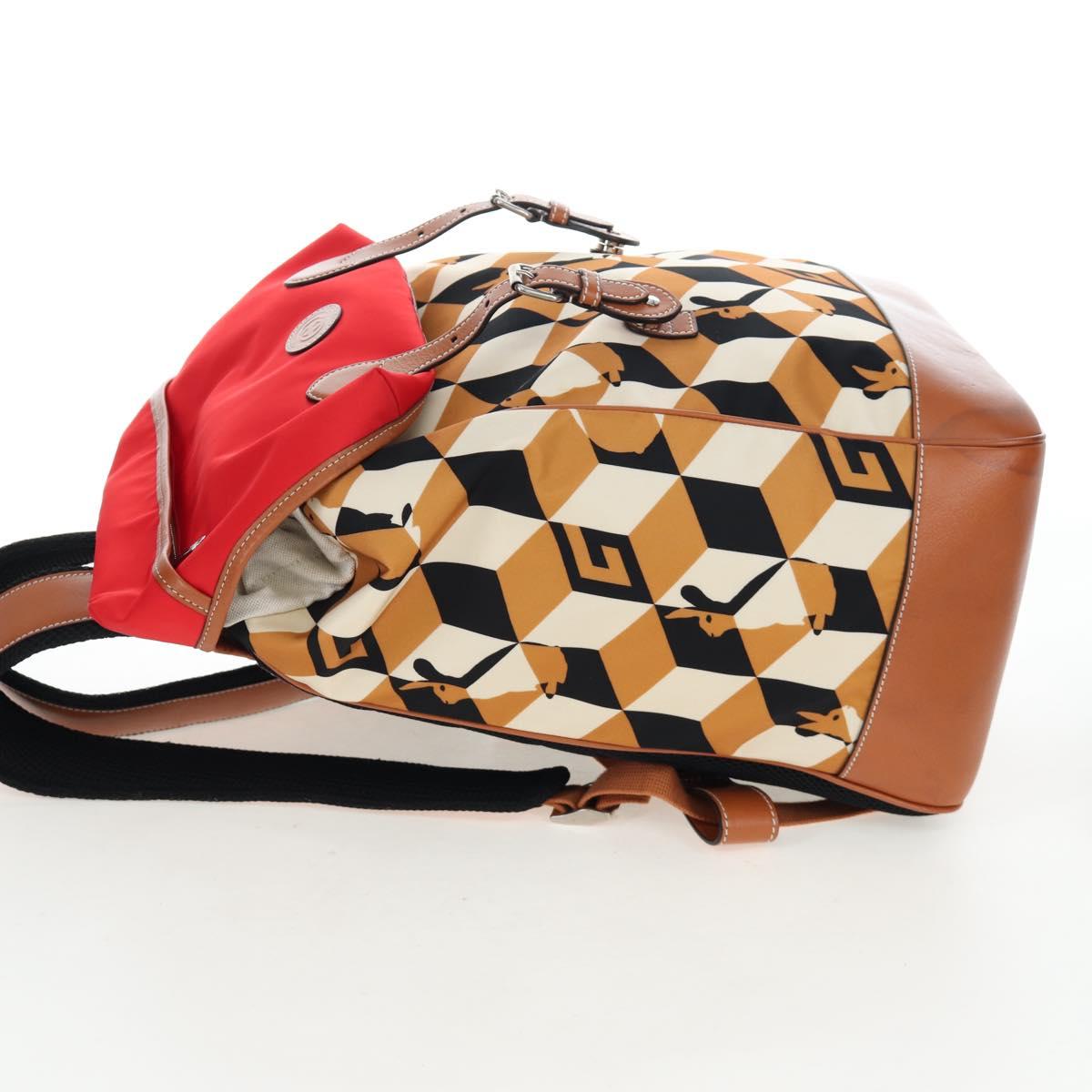 GUCCI Interlocking G Medium Backpack Nylon Brown Silver 696013 Auth 205808A
