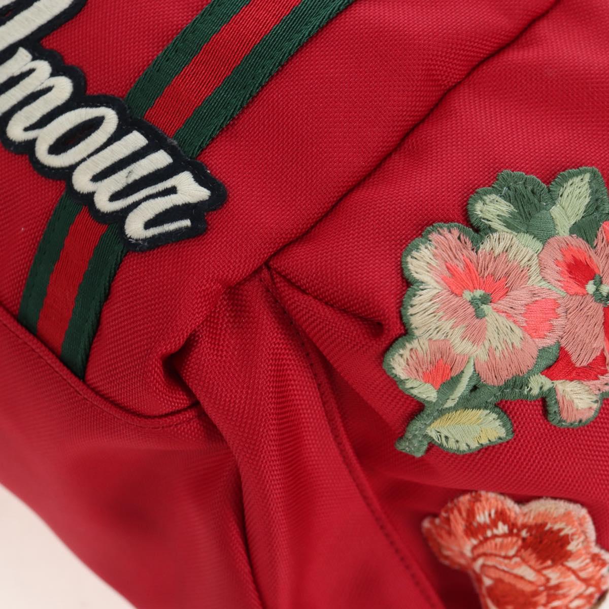 GUCCI Embroidery Tiger Web Sherry Line Backpack Canvas Red 429037 Auth 205809V
