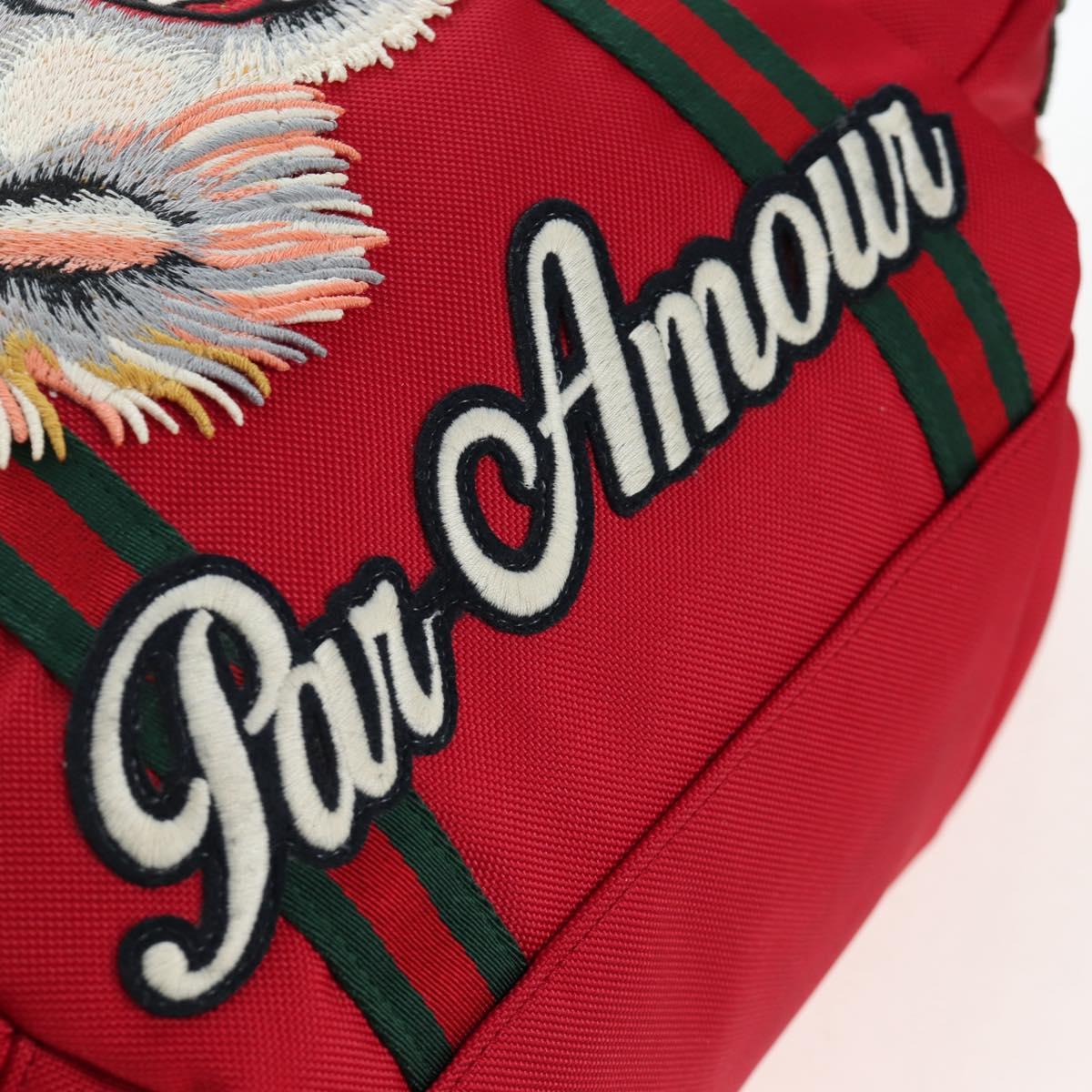GUCCI Embroidery Tiger Web Sherry Line Backpack Canvas Red 429037 Auth 205809V