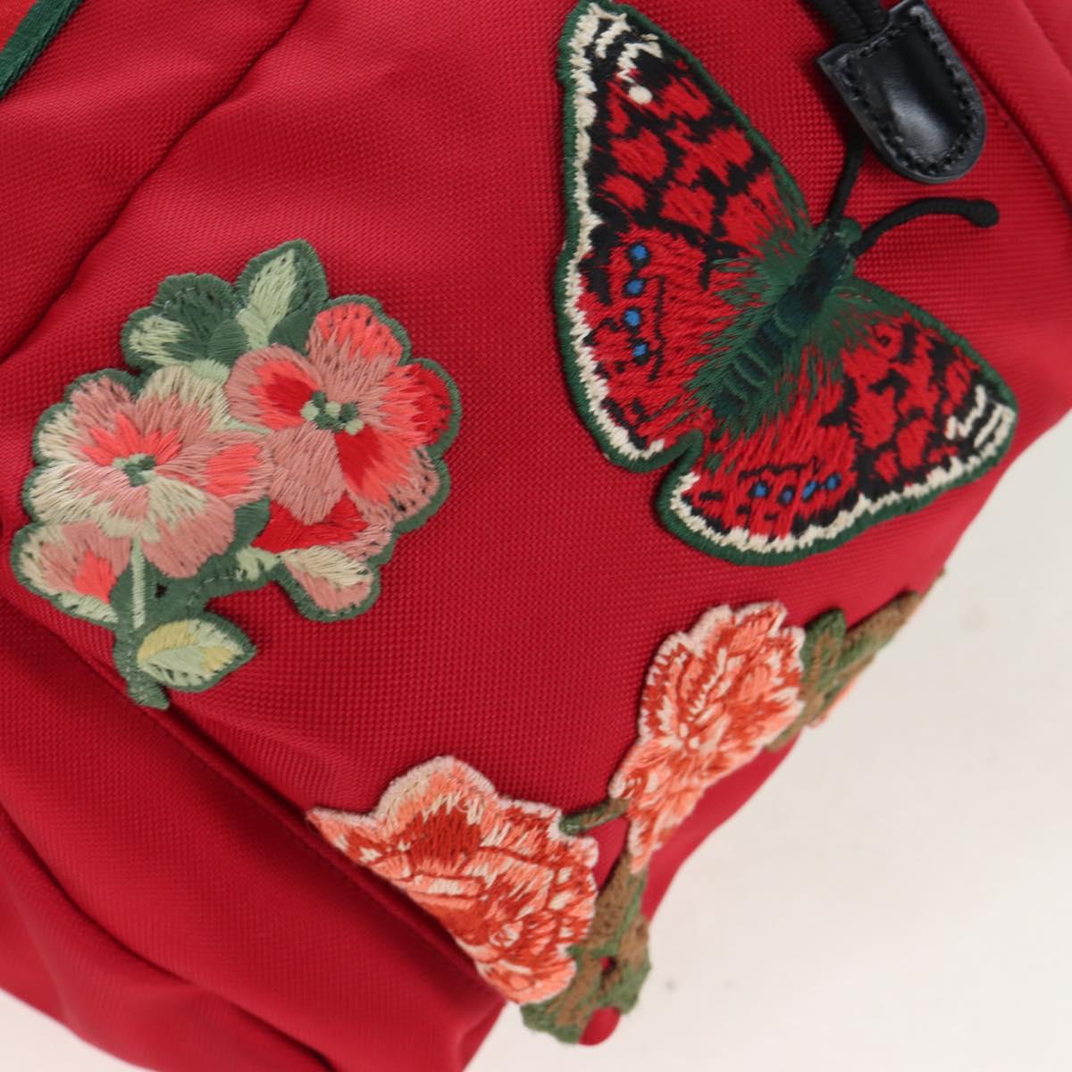 GUCCI Embroidery Tiger Web Sherry Line Backpack Canvas Red 429037 Auth 205809V
