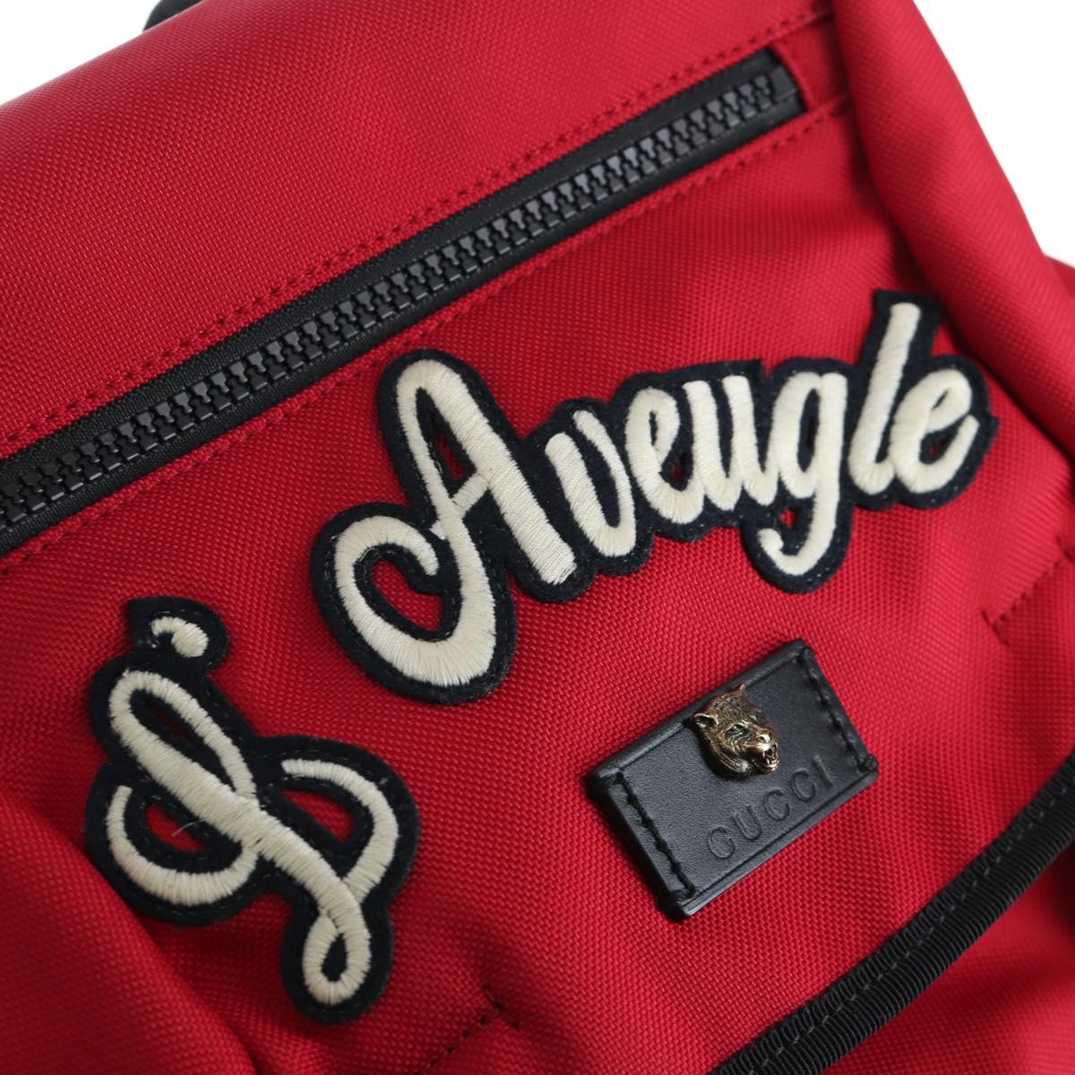GUCCI Embroidery Tiger Web Sherry Line Backpack Canvas Red 429037 Auth 205809V