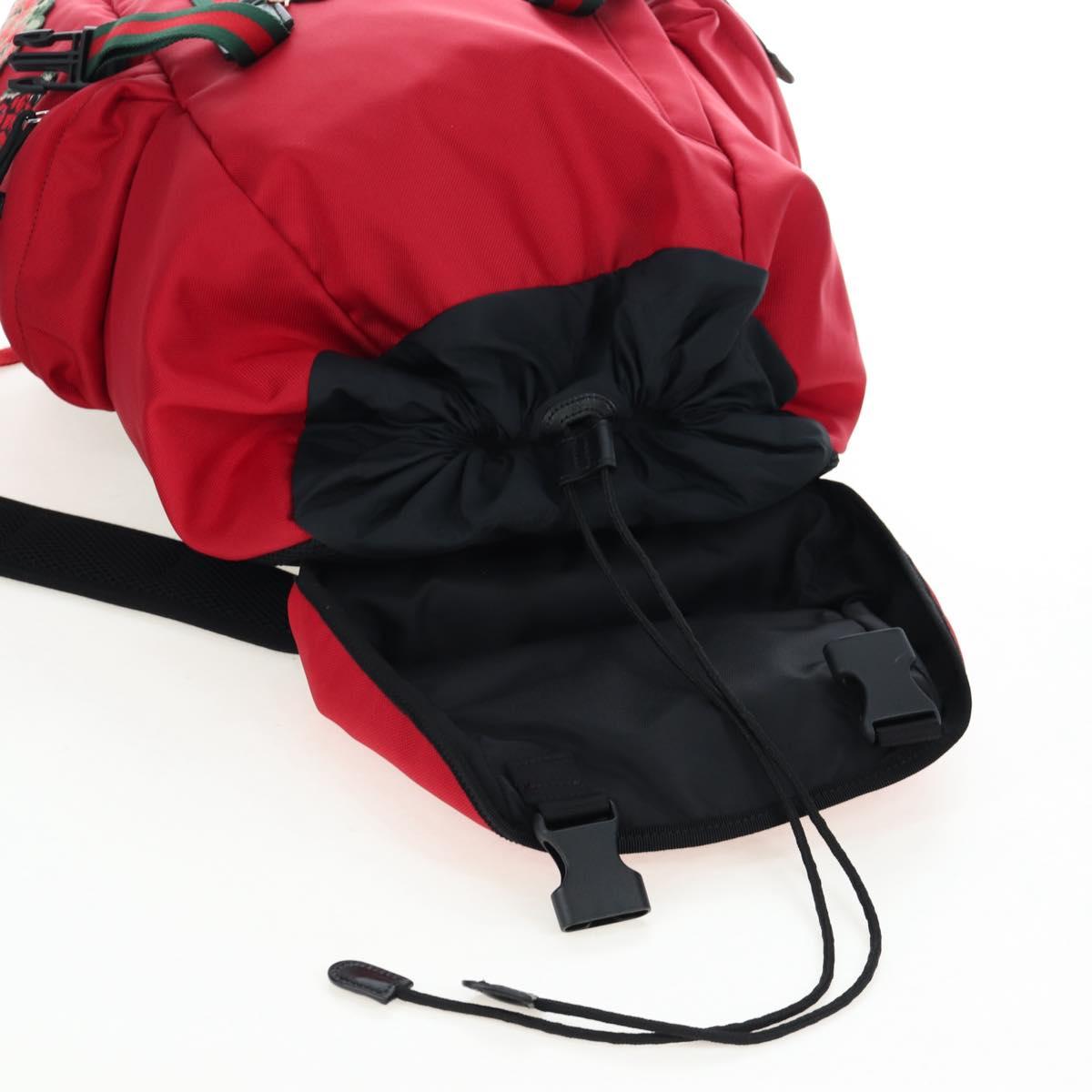 GUCCI Embroidery Tiger Web Sherry Line Backpack Canvas Red 429037 Auth 205809V