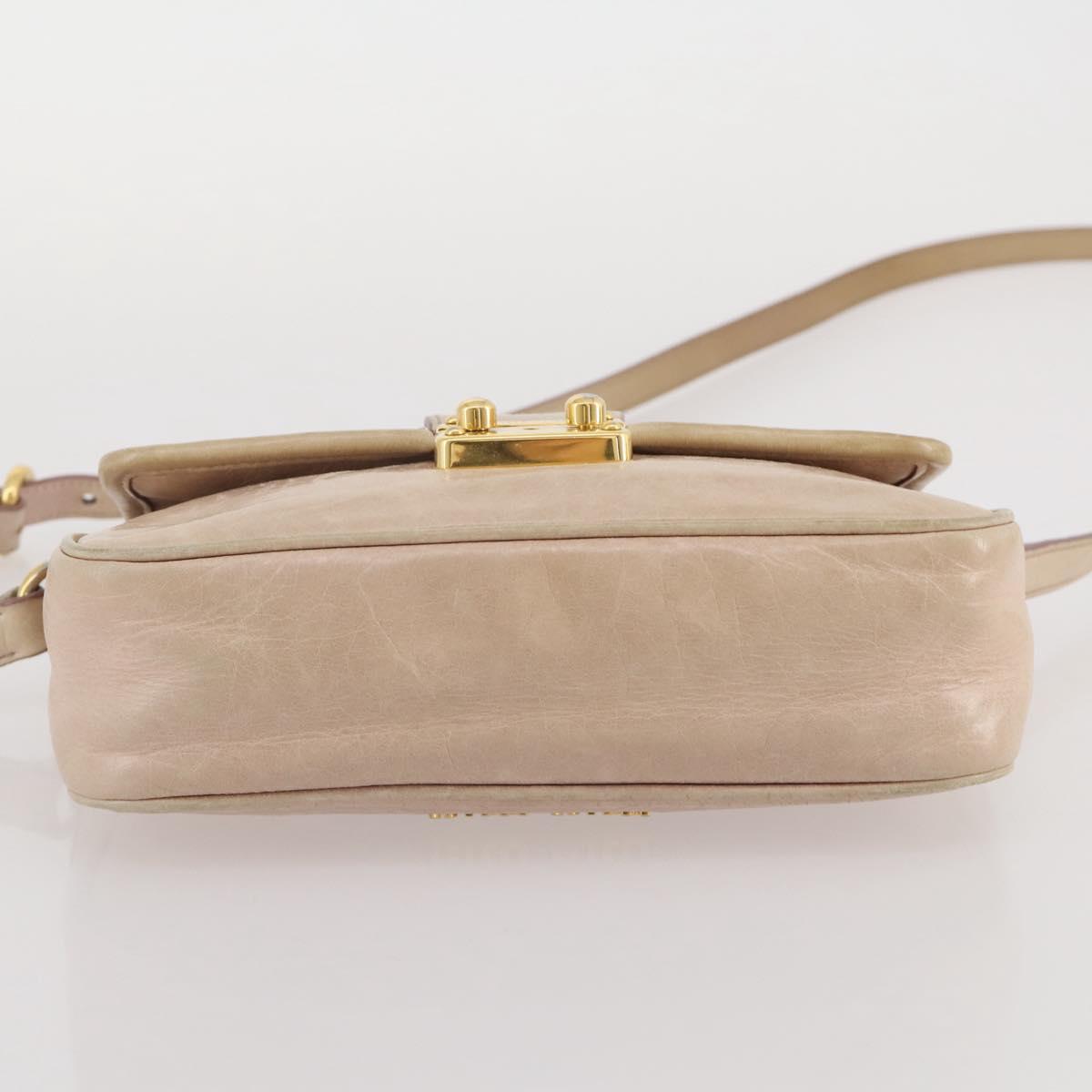 Miu Miu Matelasse Shoulder Bag Leather Pink Gold Tone Auth 205812A