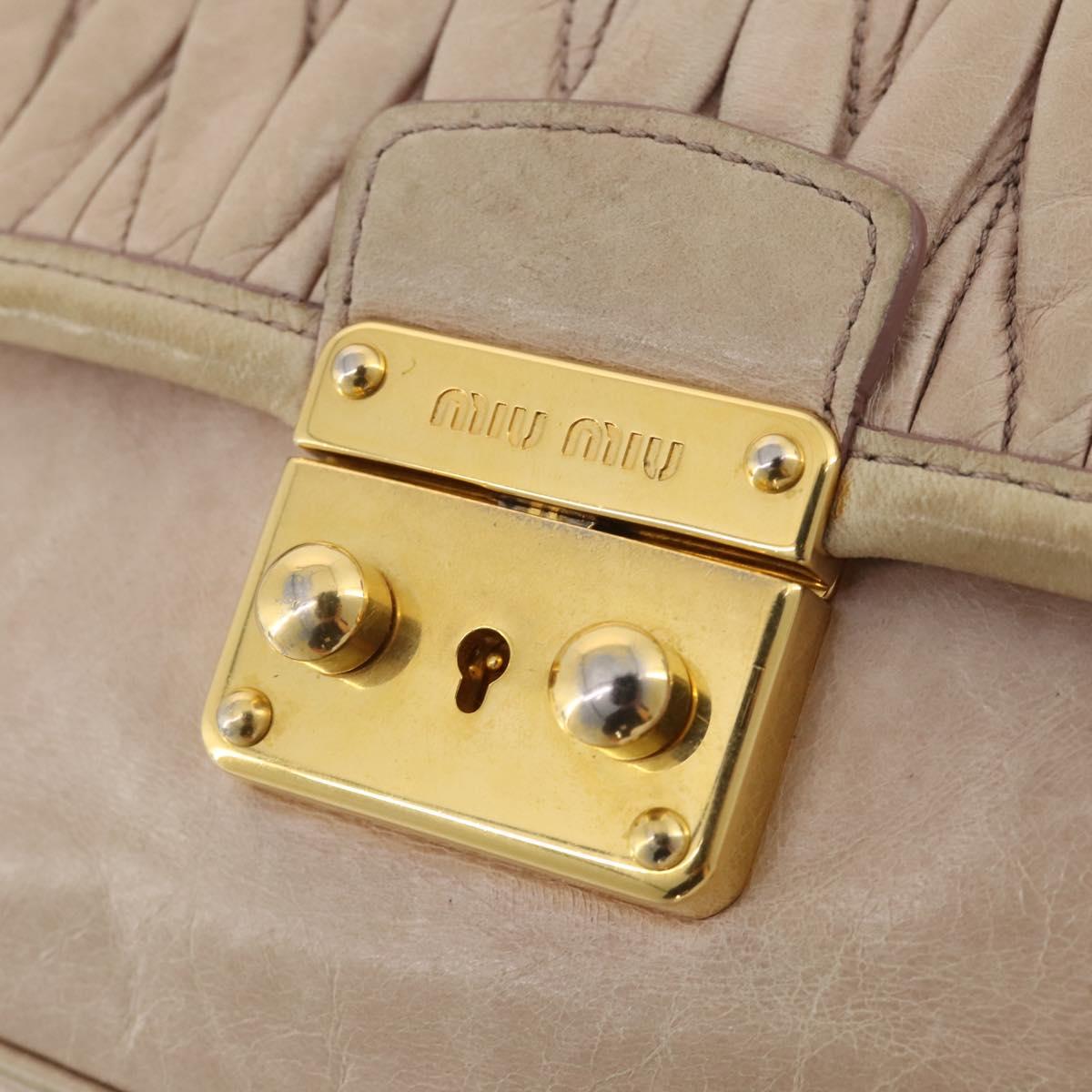 Miu Miu Matelasse Shoulder Bag Leather Pink Gold Tone Auth 205812A