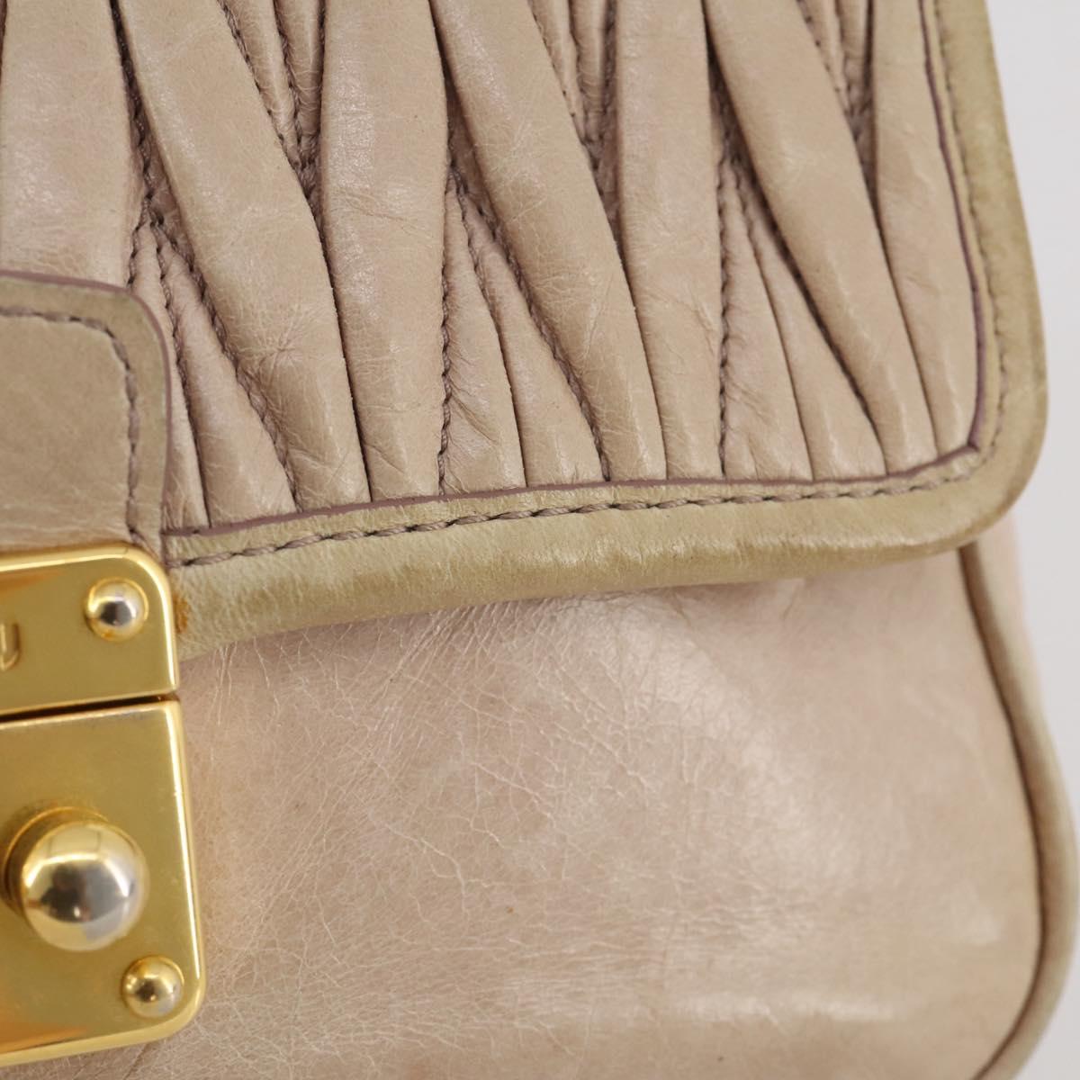 Miu Miu Matelasse Shoulder Bag Leather Pink Gold Tone Auth 205812A