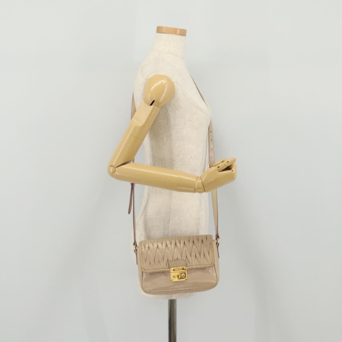 Miu Miu Matelasse Shoulder Bag Leather Pink Gold Tone Auth 205812A