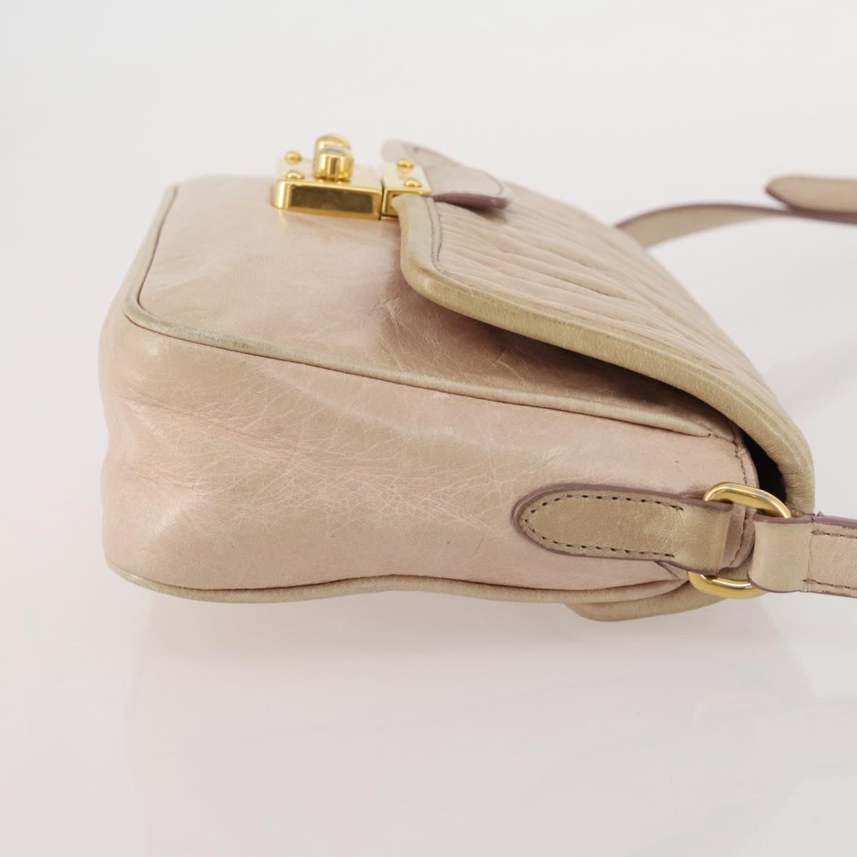 Miu Miu Matelasse Shoulder Bag Leather Pink Gold Tone Auth 205812A