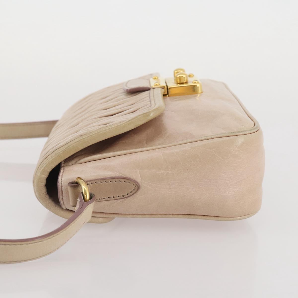 Miu Miu Matelasse Shoulder Bag Leather Pink Gold Tone Auth 205812A