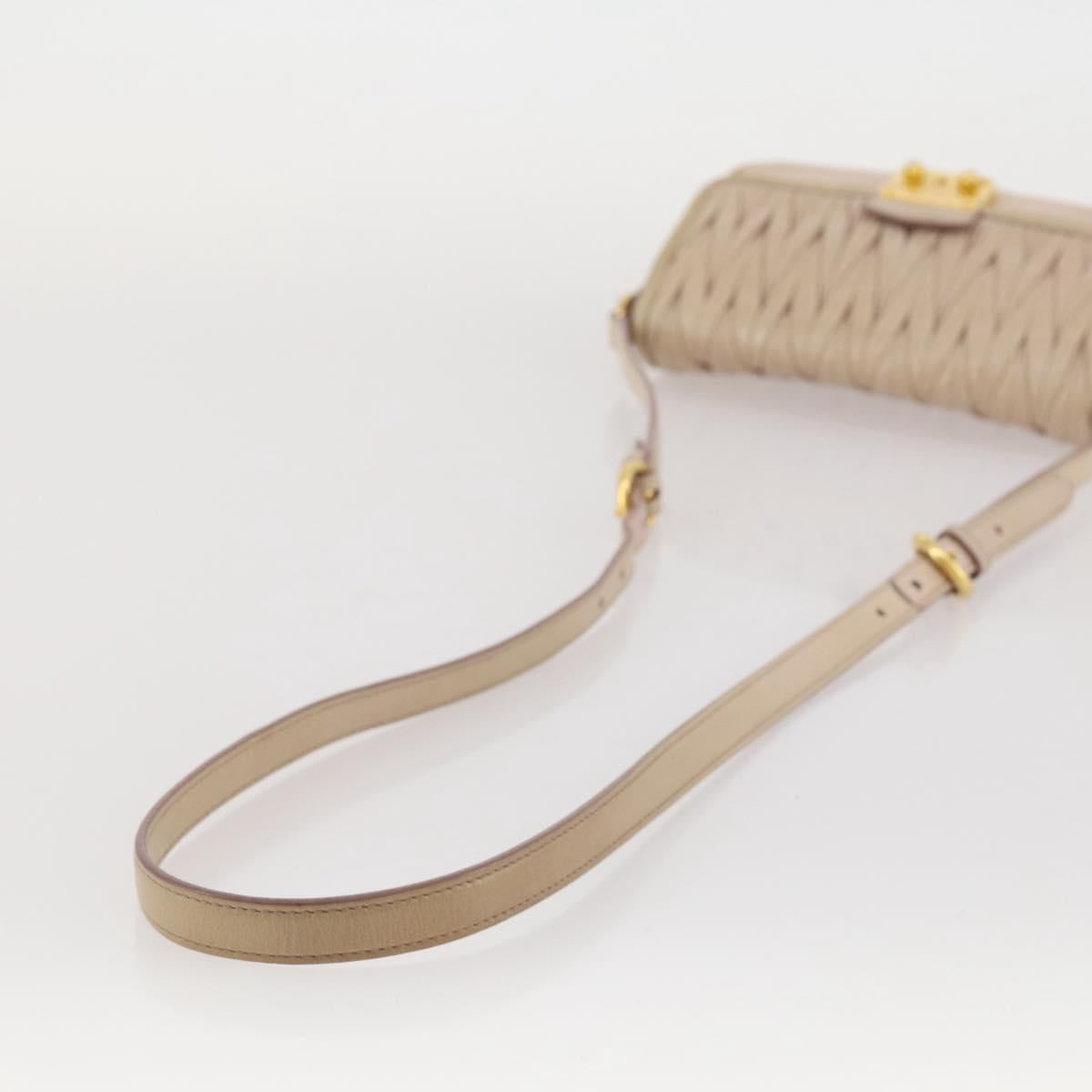 Miu Miu Matelasse Shoulder Bag Leather Pink Gold Tone Auth 205812A