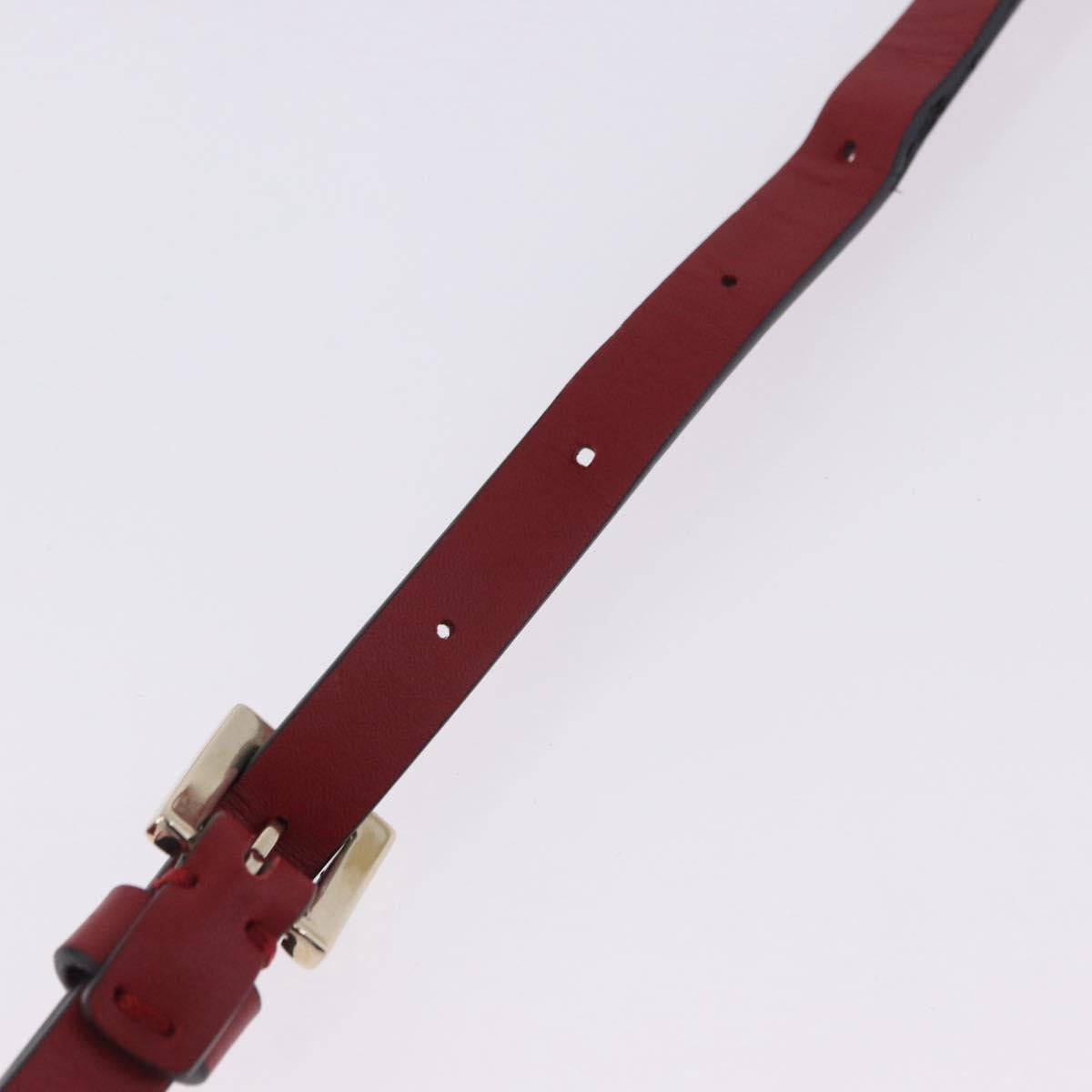 VALENTINO Rock Studs Shoulder Bag Leather Red Gold Tone Auth 205816