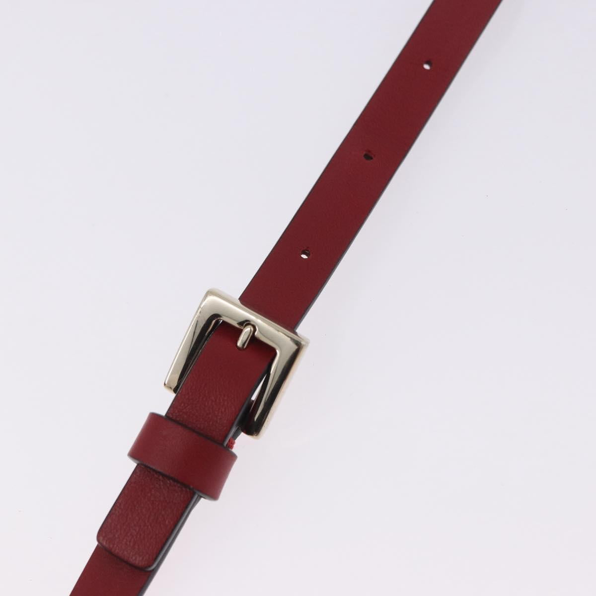 VALENTINO Rock Studs Shoulder Bag Leather Red Gold Tone Auth 205816