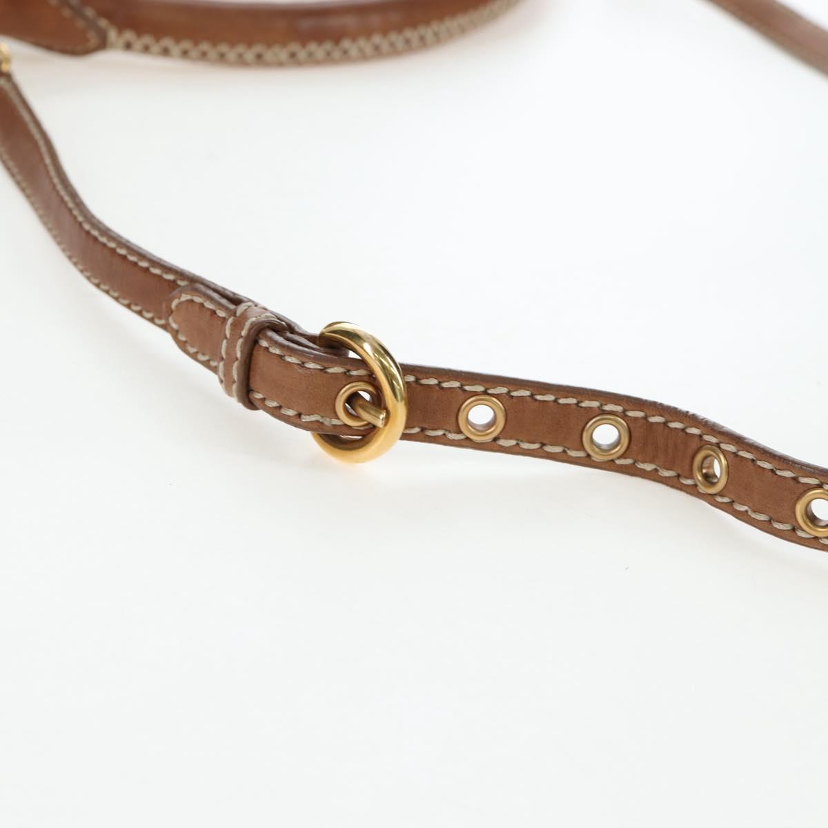 Miu Miu Shoulder Bag Leather 2way Brown Gold Tone Auth 205819A
