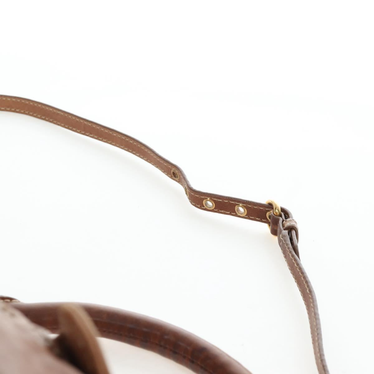 Miu Miu Shoulder Bag Leather 2way Brown Gold Tone Auth 205819A