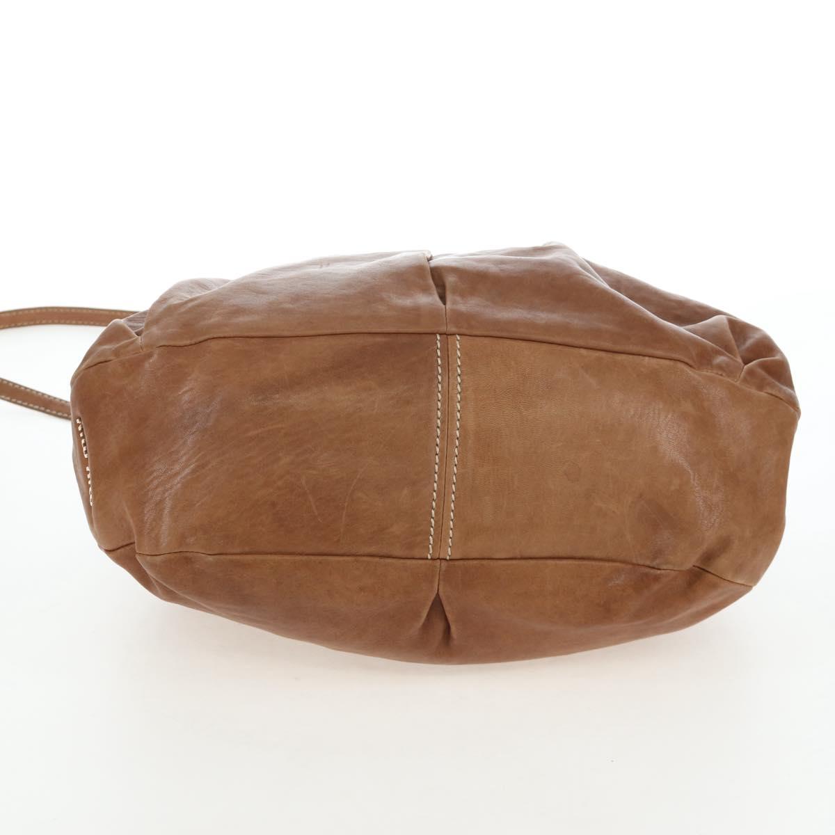 Miu Miu Shoulder Bag Leather 2way Brown Gold Tone Auth 205819A