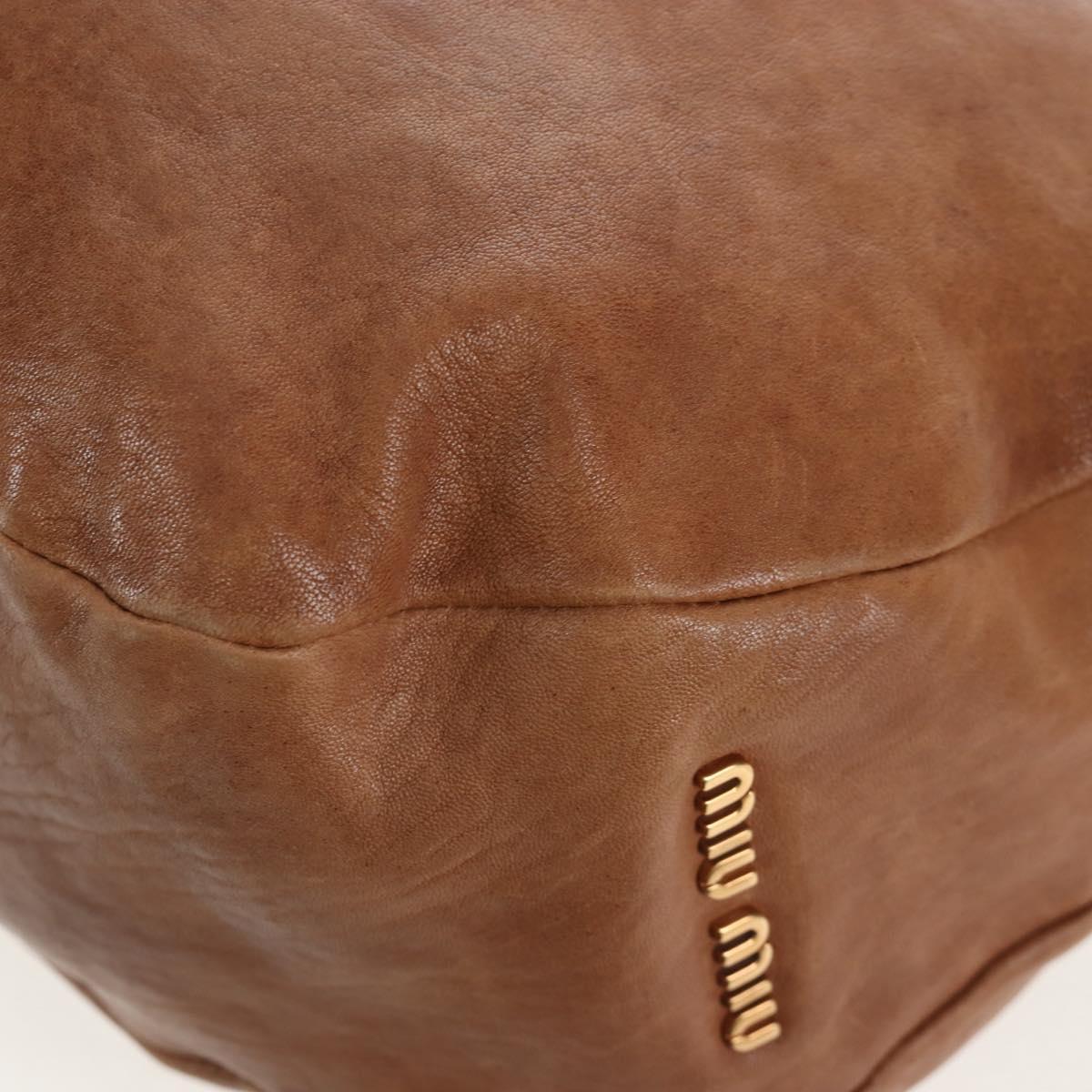 Miu Miu Shoulder Bag Leather 2way Brown Gold Tone Auth 205819A