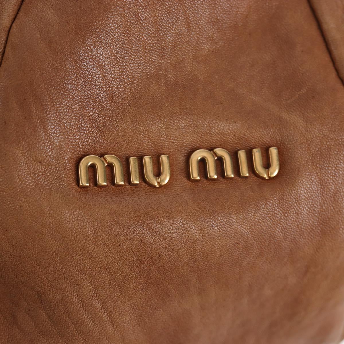 Miu Miu Shoulder Bag Leather 2way Brown Gold Tone Auth 205819A