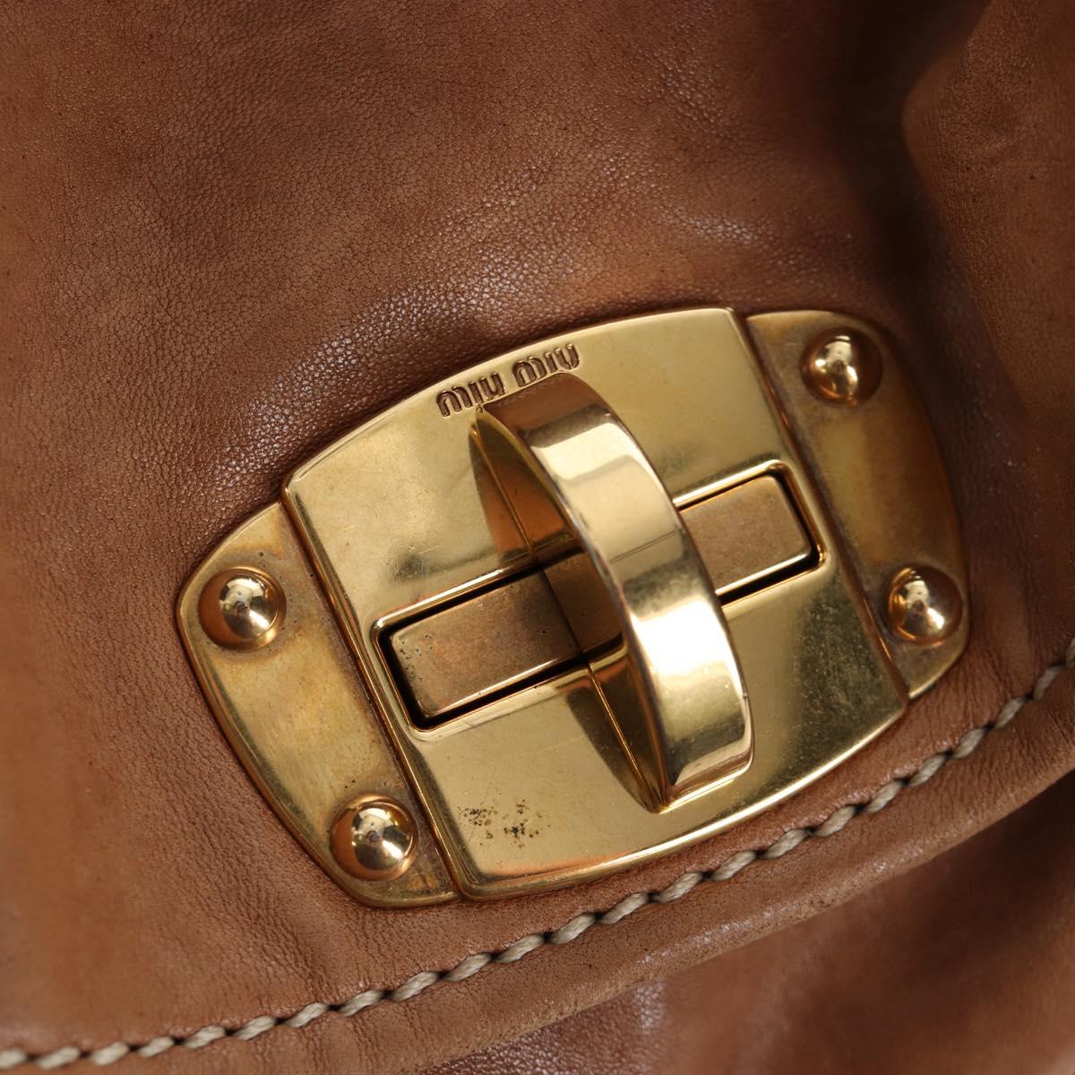 Miu Miu Shoulder Bag Leather 2way Brown Gold Tone Auth 205819A