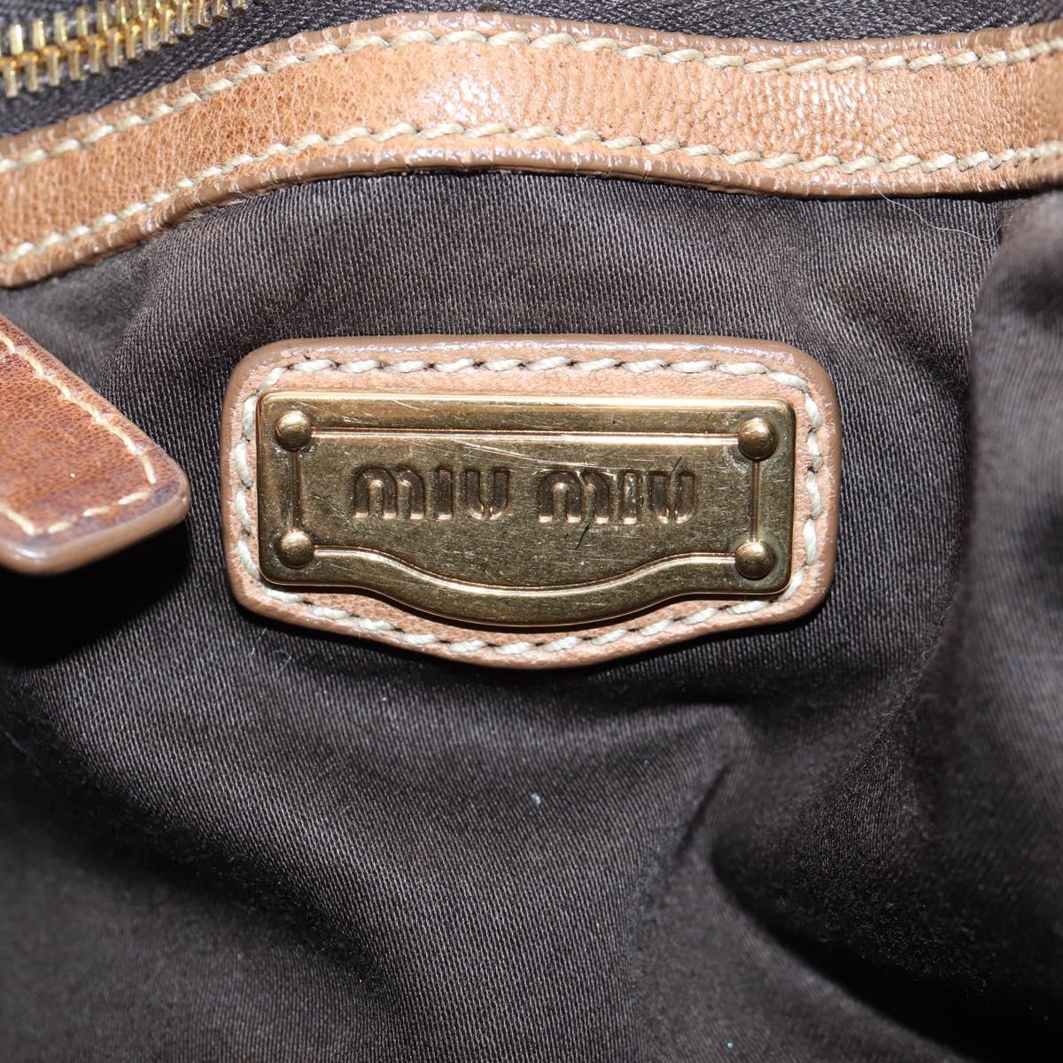 Miu Miu Shoulder Bag Leather 2way Brown Gold Tone Auth 205819A