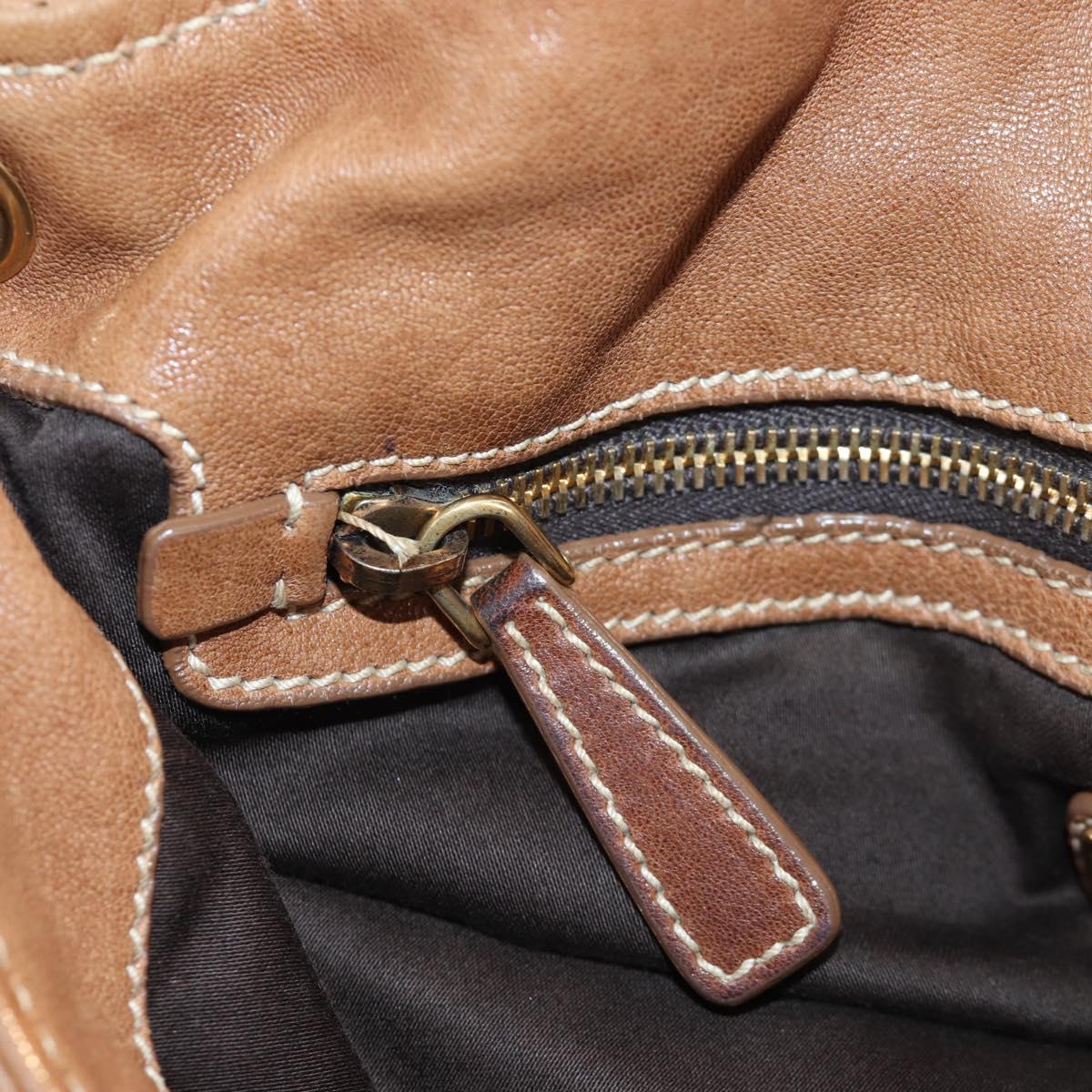 Miu Miu Shoulder Bag Leather 2way Brown Gold Tone Auth 205819A